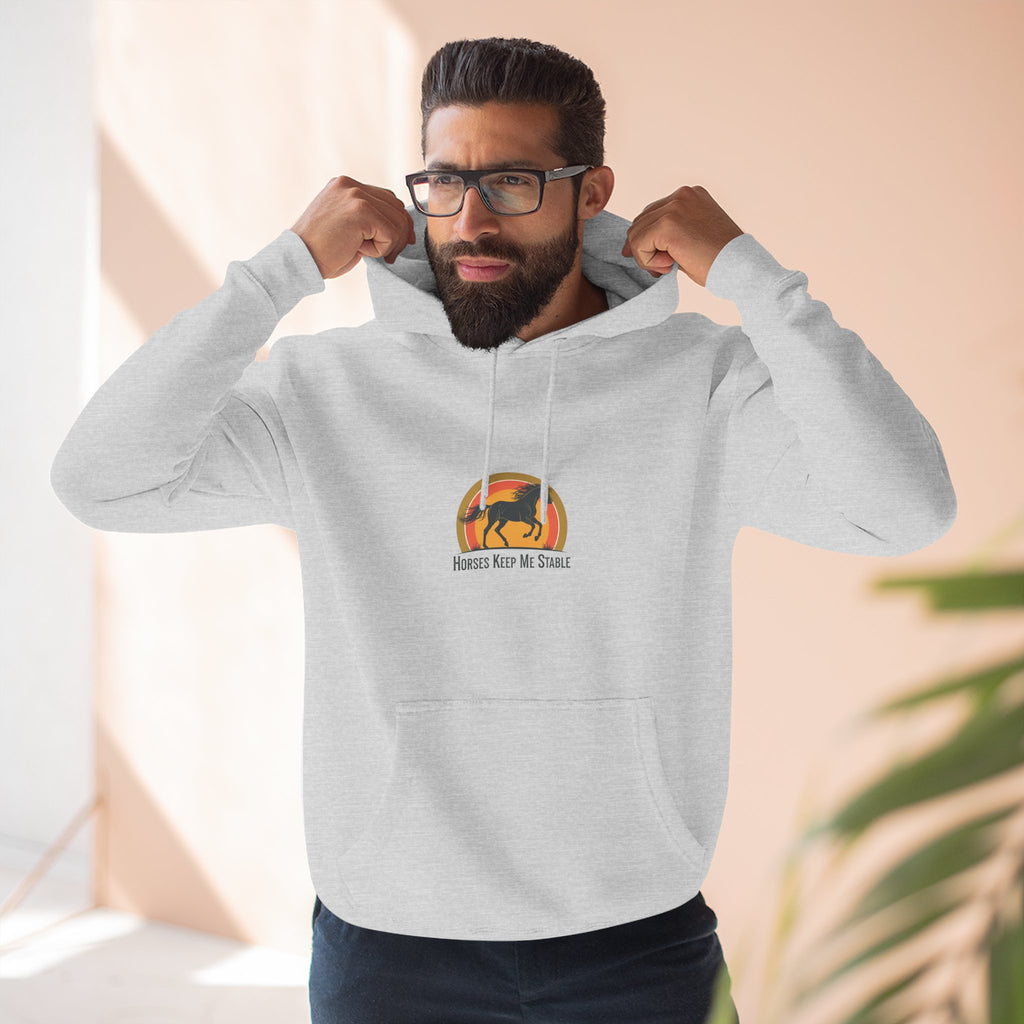 Horse Sunset Hoodie — Retro Equine Graphic Fleece Pullover