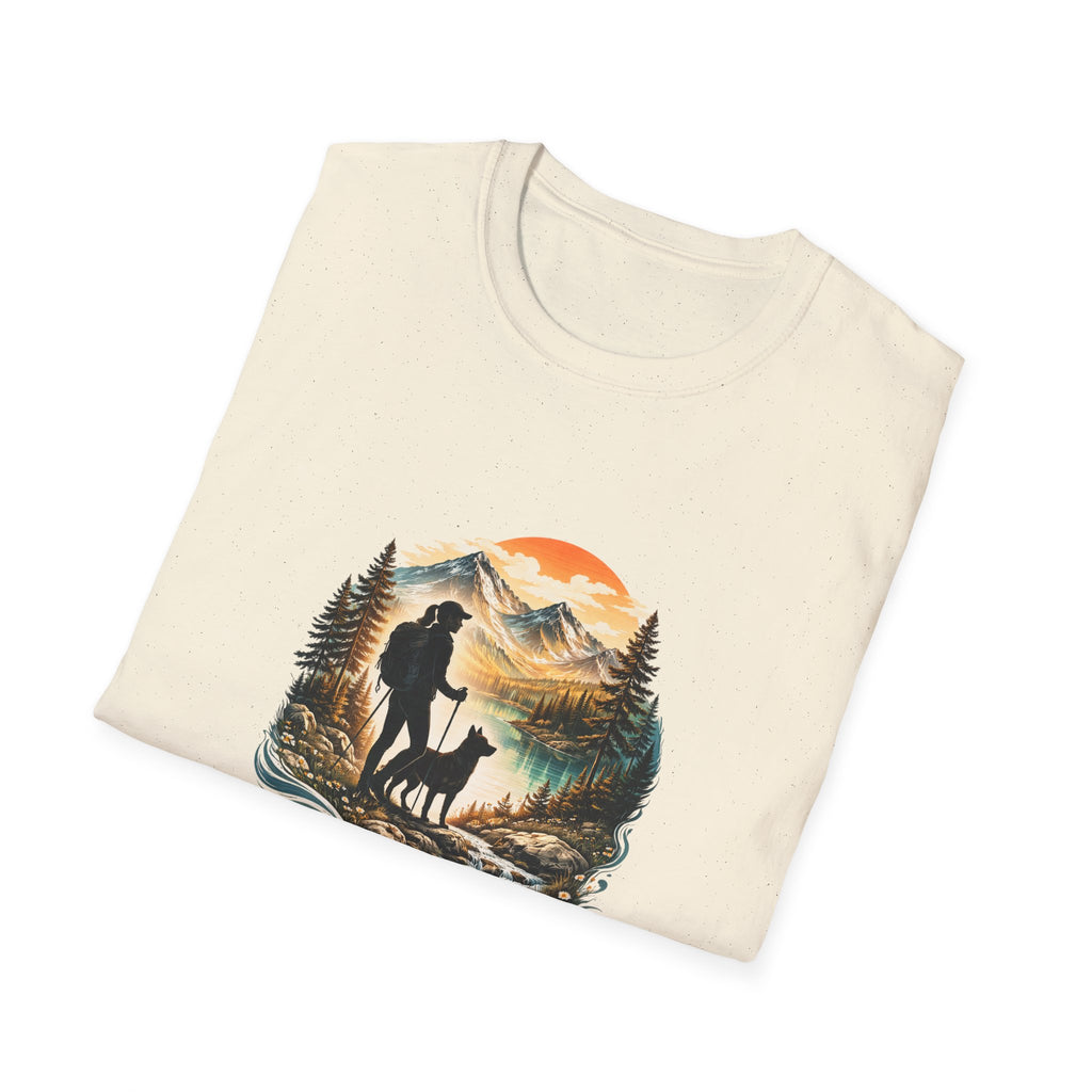 Women’s Hiking with Dog Mountain Sunset T-Shirt