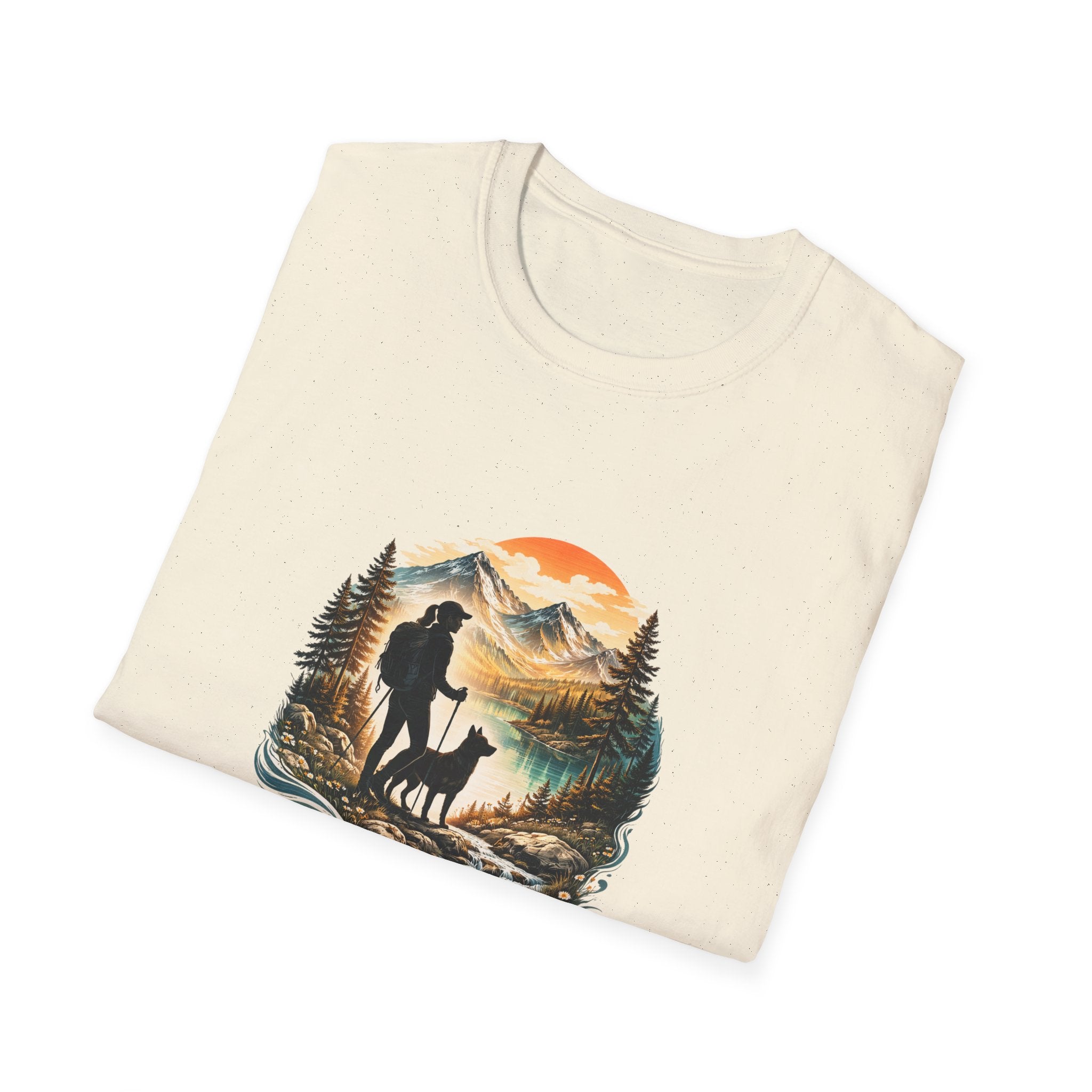 Women’s Hiking with Dog Mountain Sunset T-Shirt