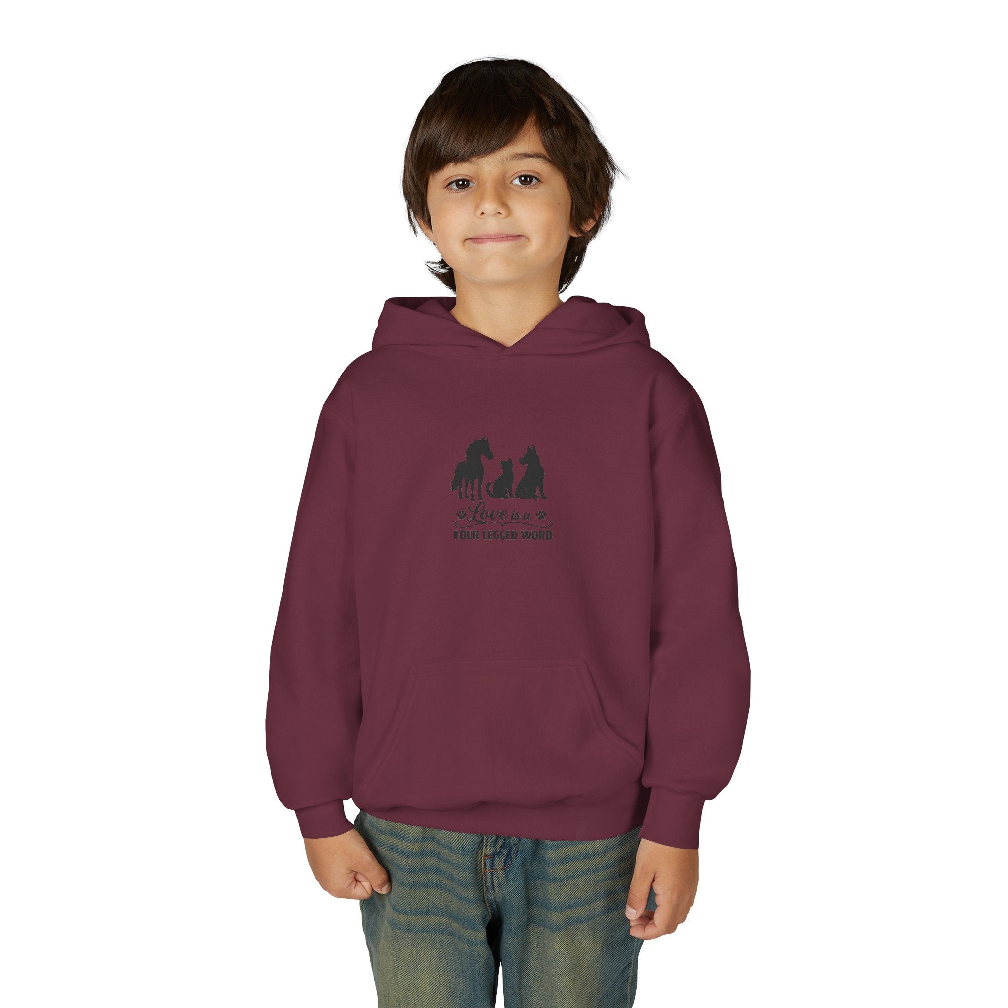 Kids Hoodie — "Love is a Four Legged Word" Animal Support