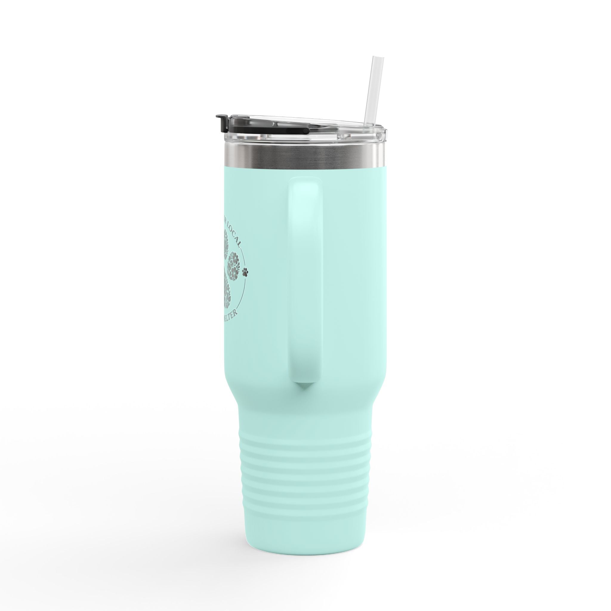 40oz Insulated Travel Mug — "Support Your Local Animal Shelter" Paw Print Design