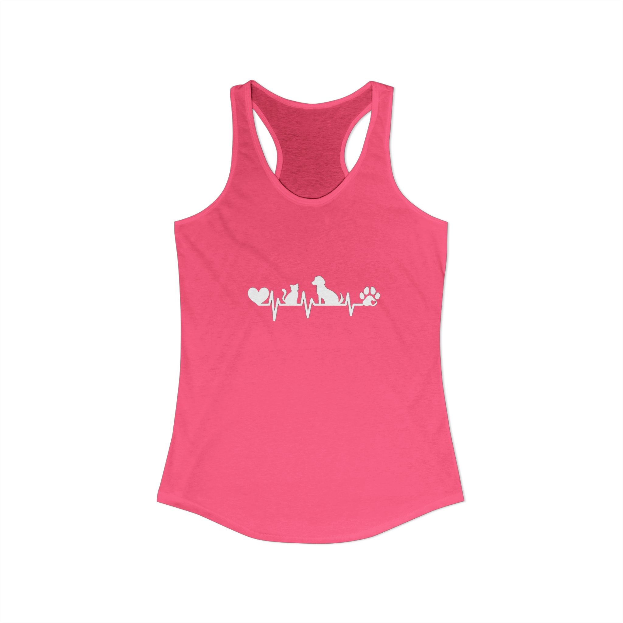 Dog-Cat Heartbeat Racerback Tank