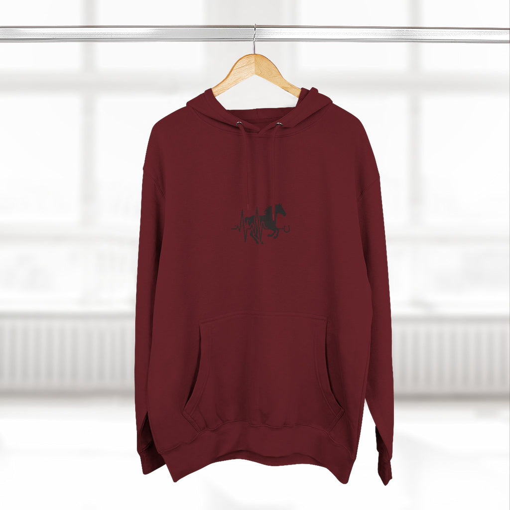 Horse Heartbeat Hoodie — Minimal Equestrian Fleece Pullover