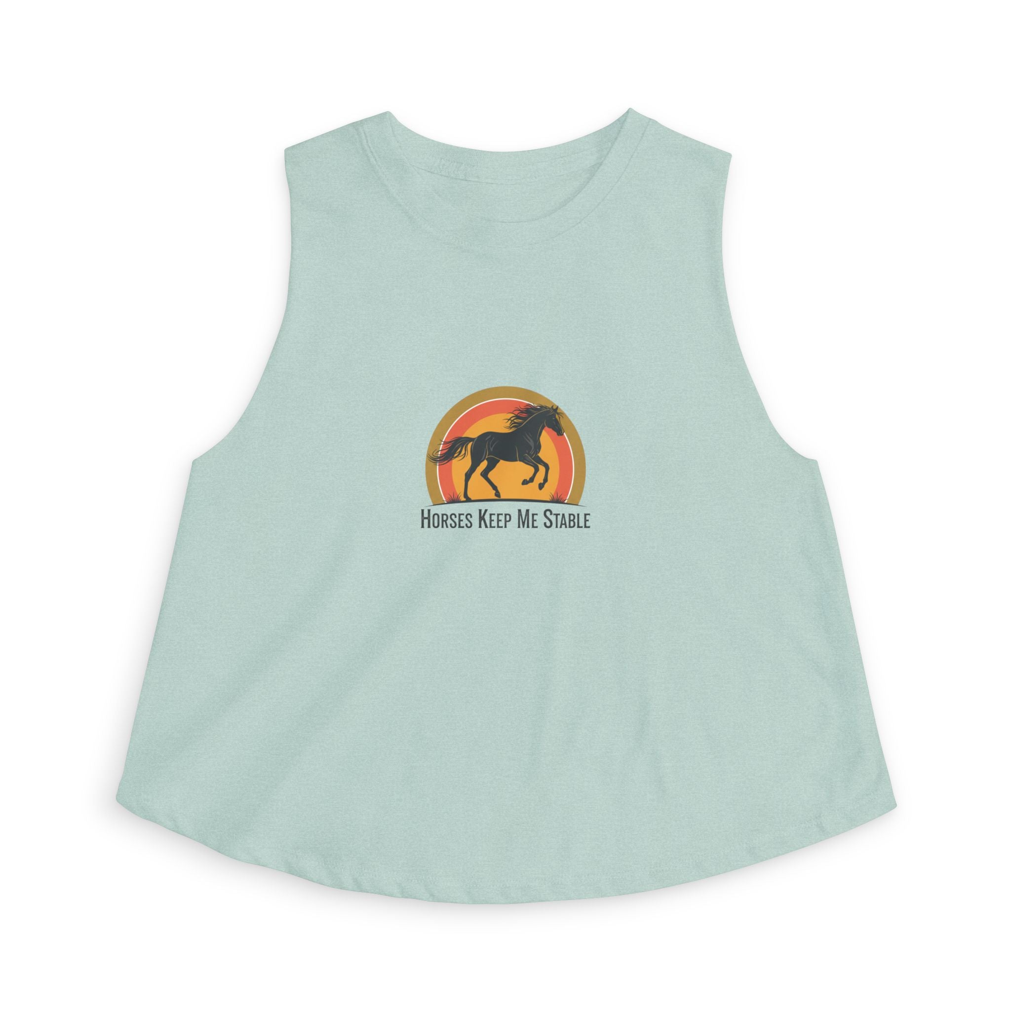 Horse Sunset Crop Top — "Horses Keep Me Stable" Retro Sunset