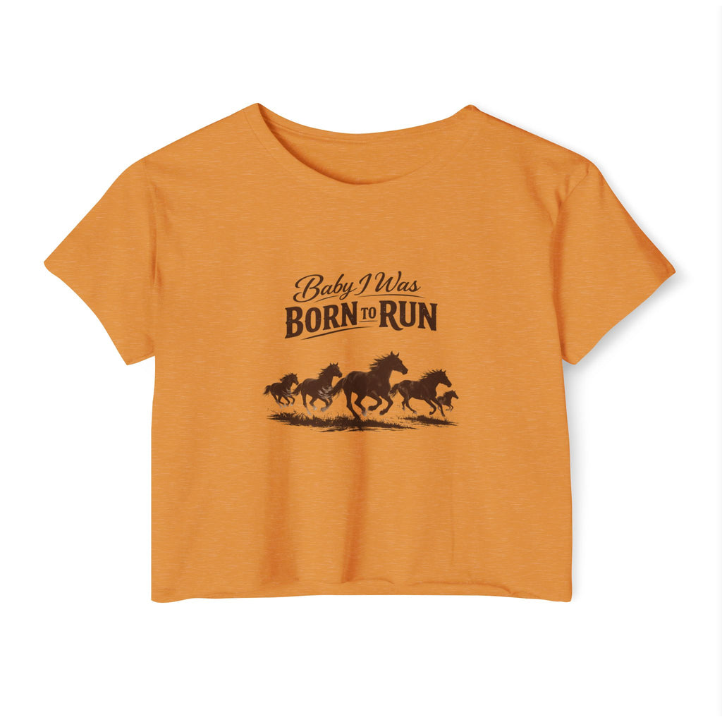 Born to Run Crop Top - Wild Horses Graphic Women's Festival Tee