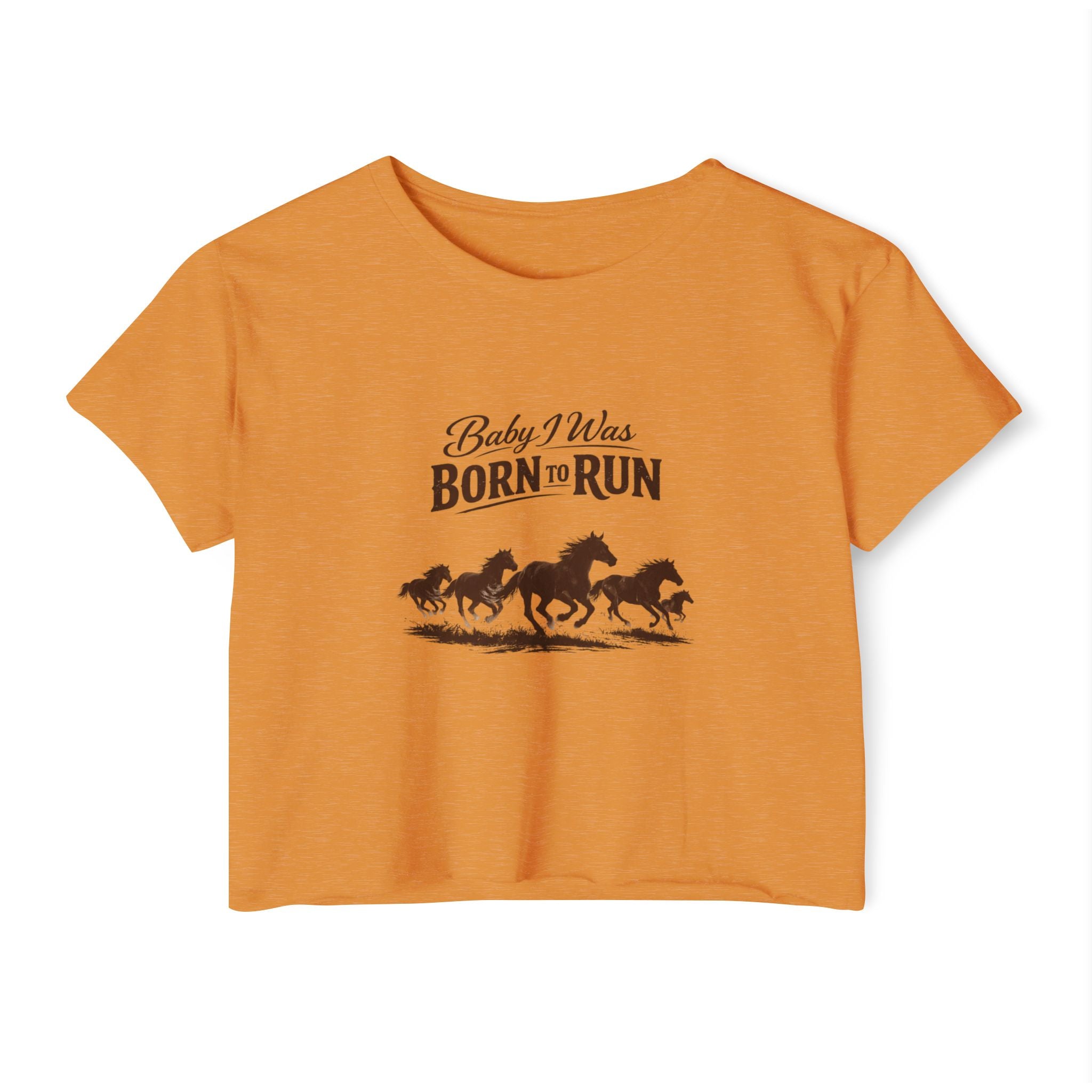 Born to Run Crop Top - Wild Horses Graphic Women's Festival Tee