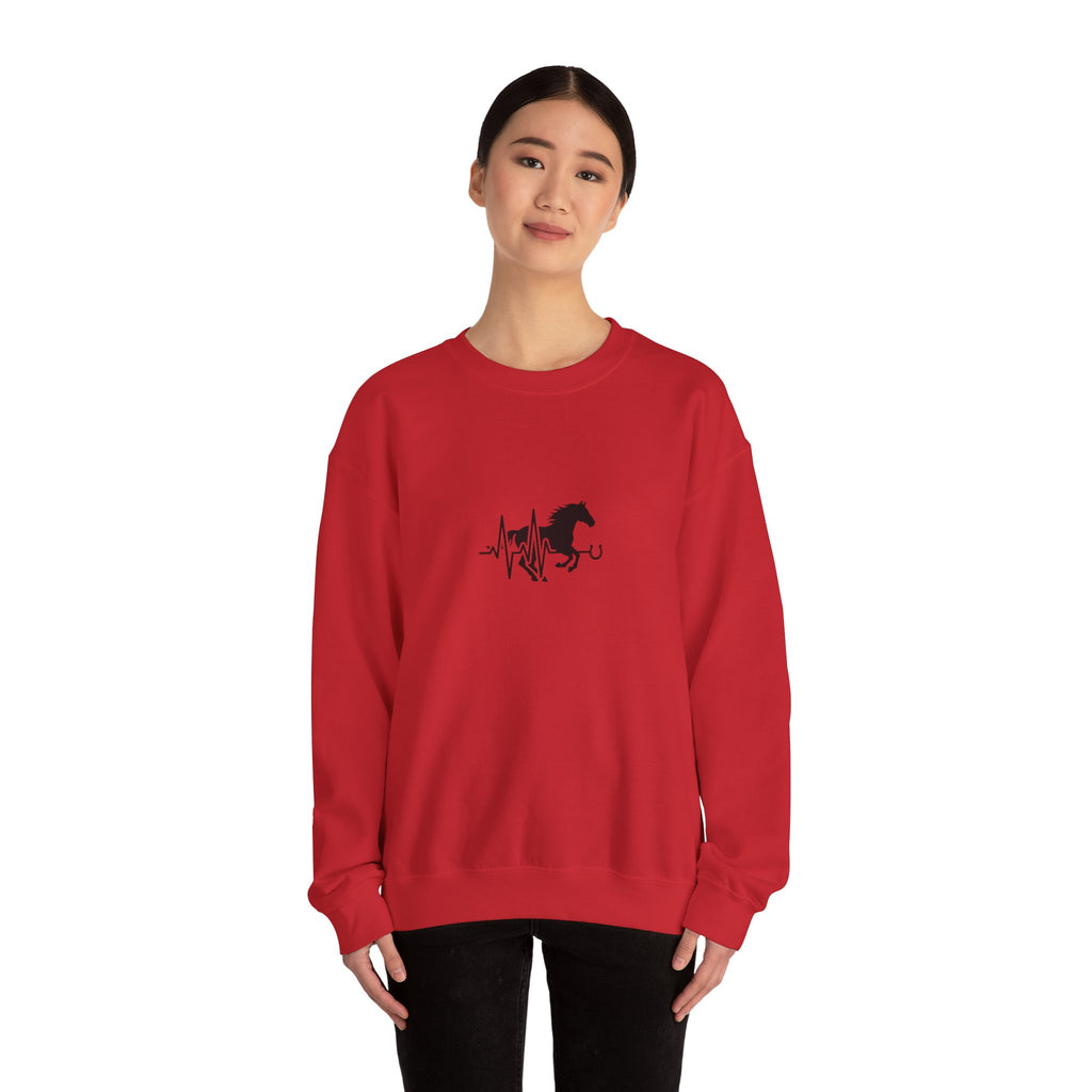 Horse Heartbeat Crewneck Sweatshirt — Equestrian Horse Love Graphic