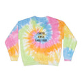 Tie-Dye Sweatshirt — "Coffee Dogs Good Vibes" Light Blue Cozy Pullover
