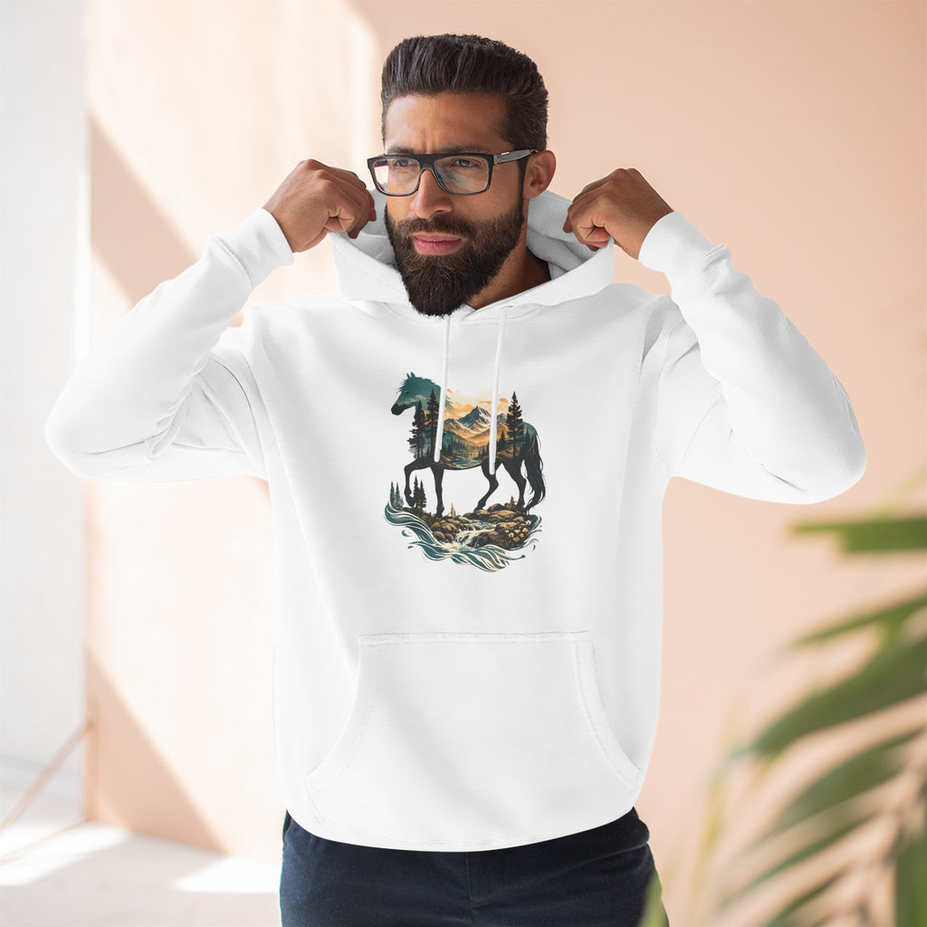 Horse Sunset Mountain Hoodie — Three-Panel Fleece