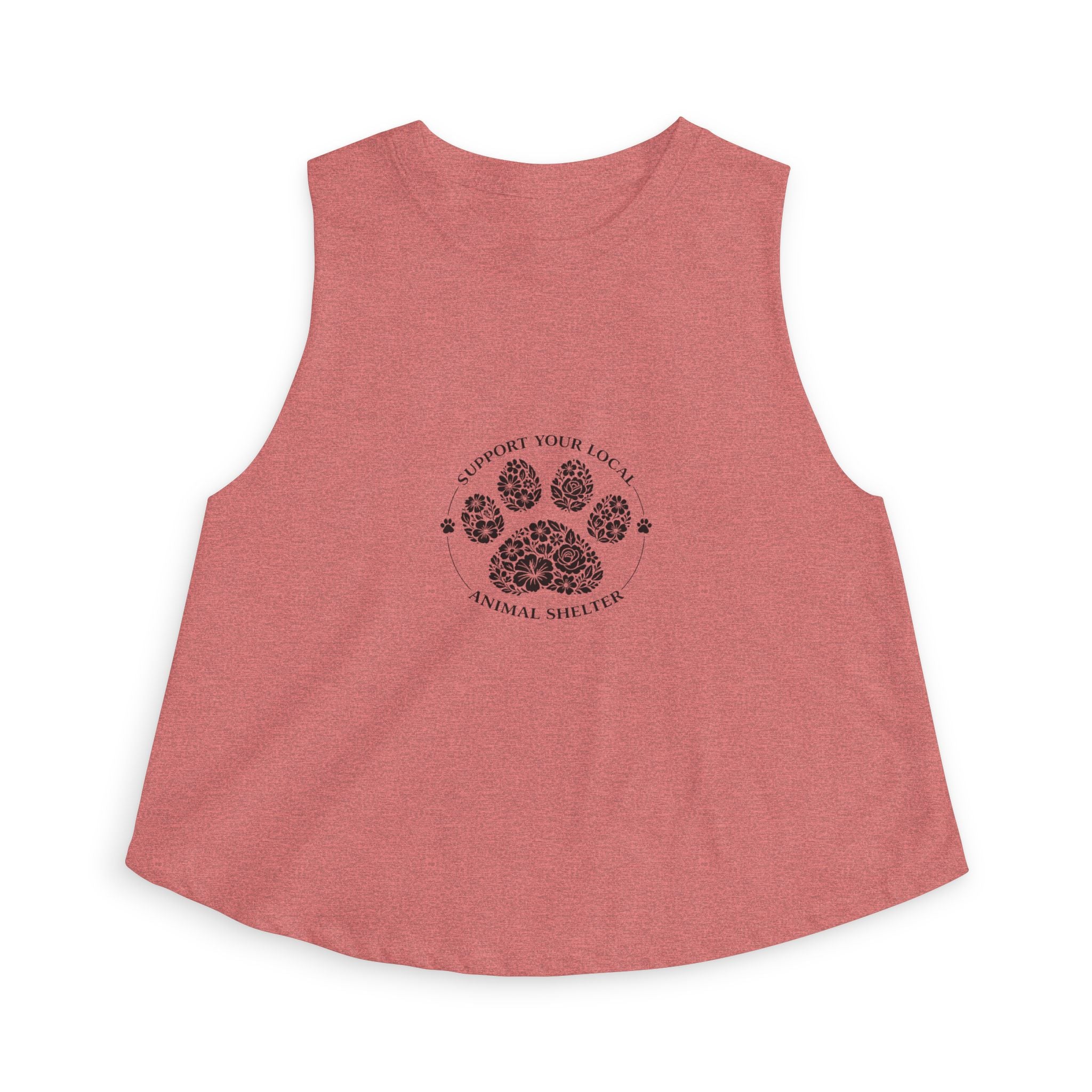 Animal Shelter Paw Print Crop Top — "Support Your Local Animal Shelter" Women's Tank