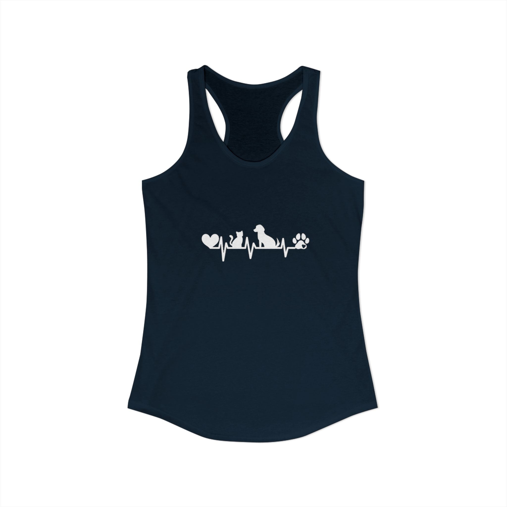 Dog-Cat Heartbeat Racerback Tank