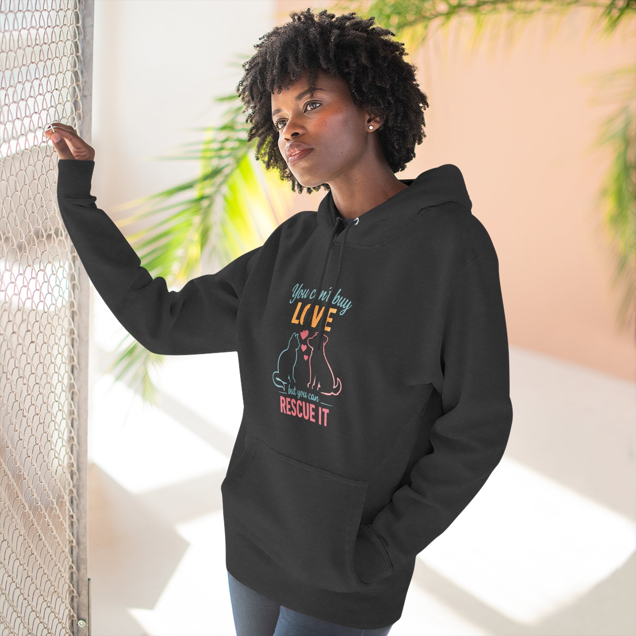 Rescue Love Fleece Hoodie — "You Can't Buy Love But You Can Rescue It"