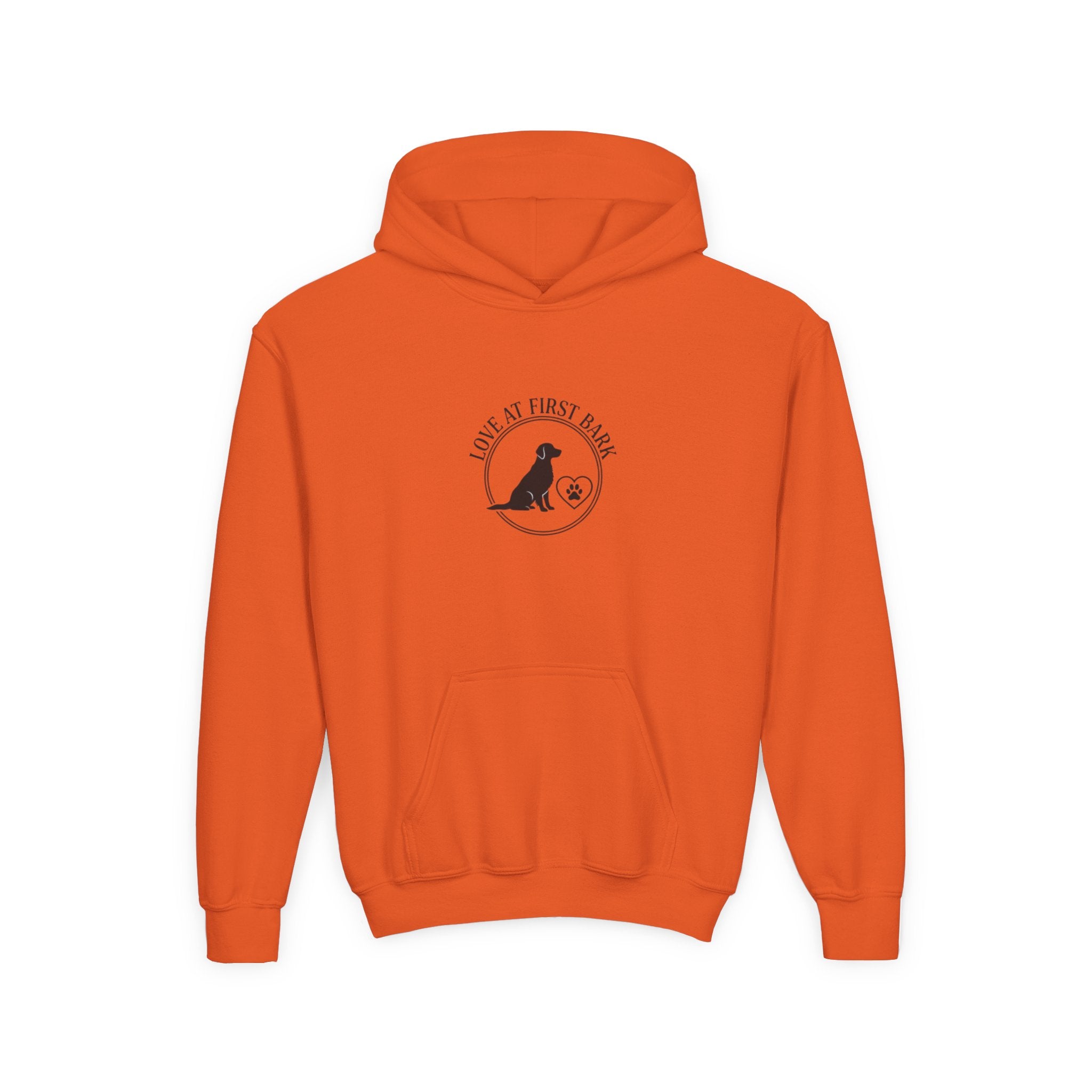 Youth Hoodie — "Love at First Bark" Puppy Graphic