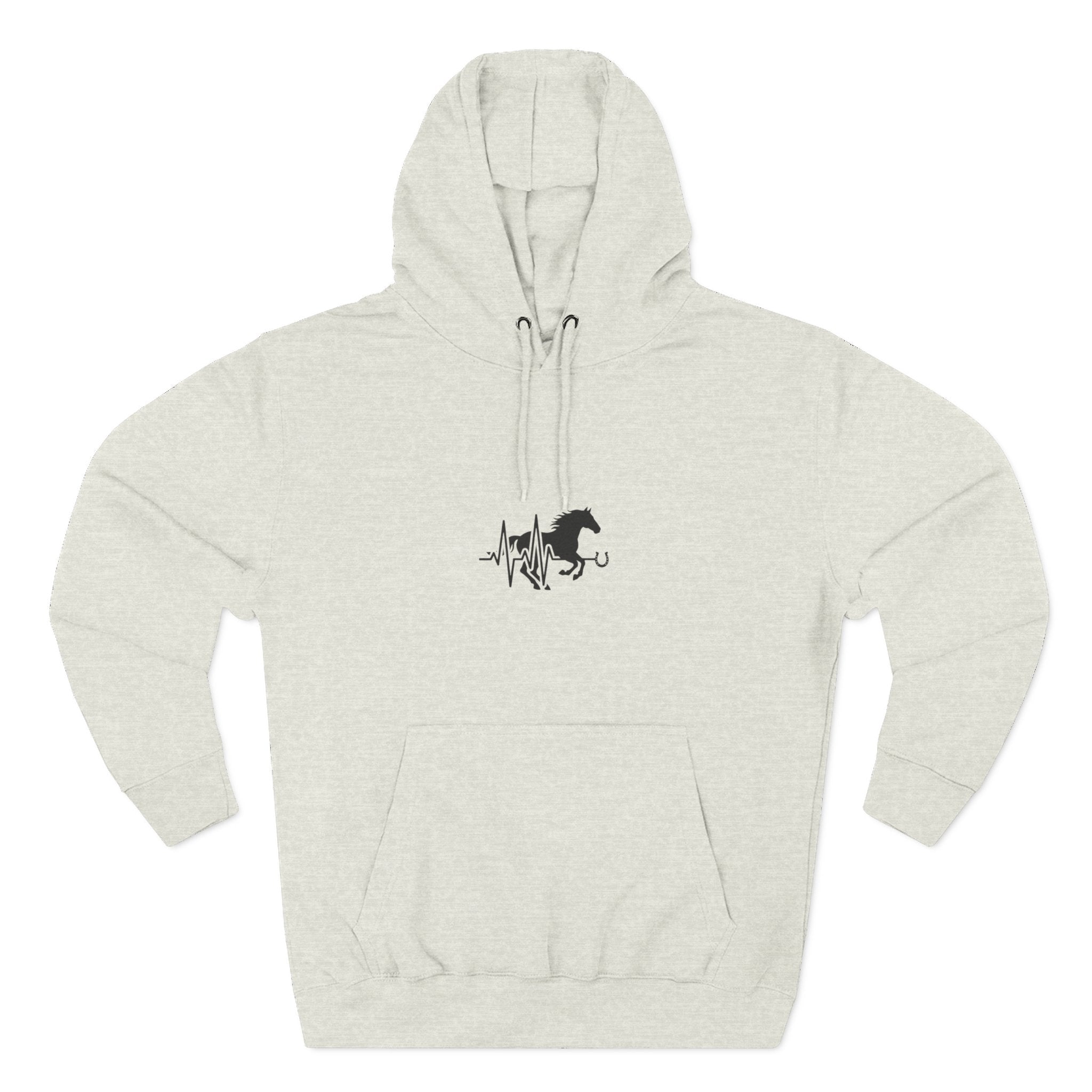 Horse Heartbeat Hoodie — Minimal Equestrian Fleece Pullover