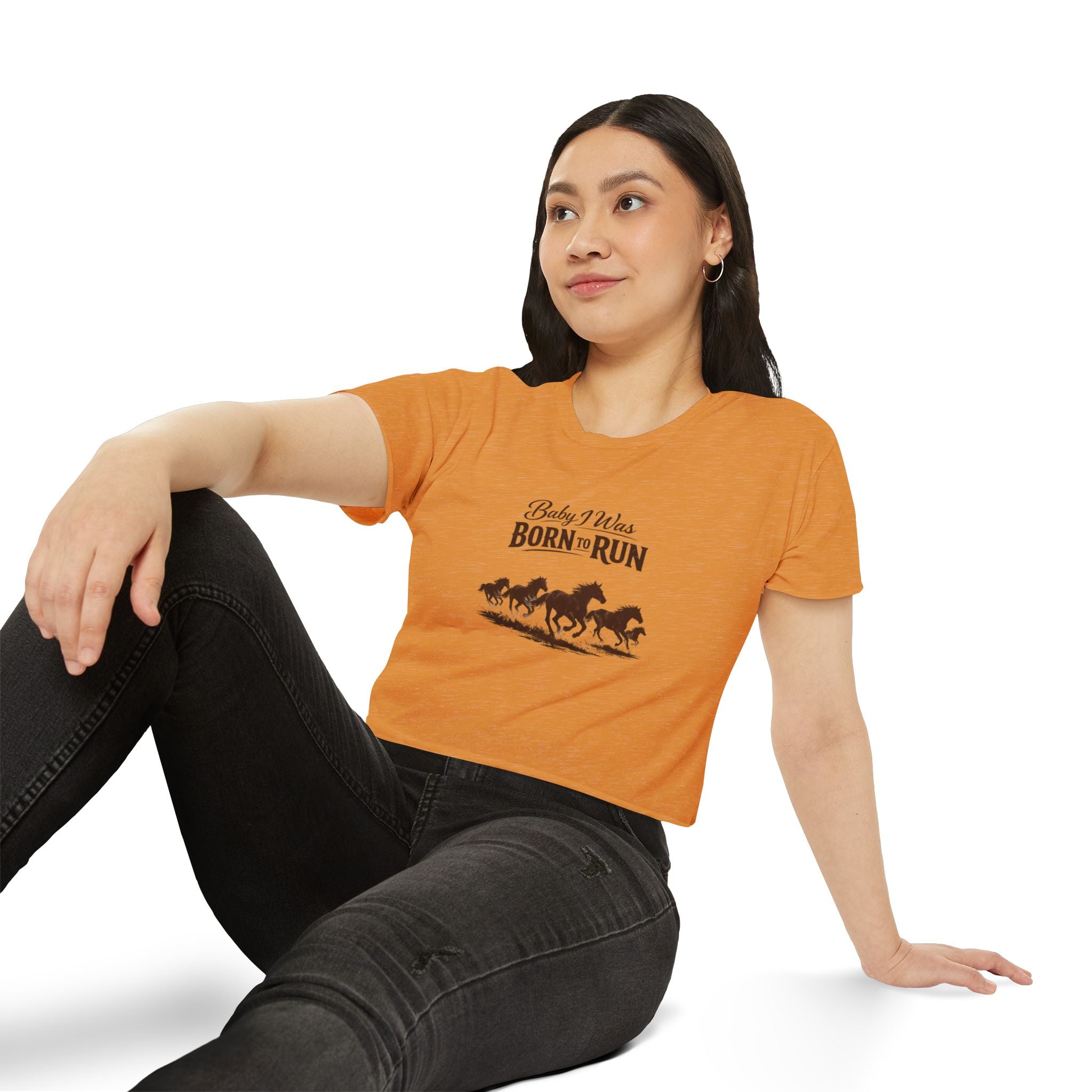 Born to Run Crop Top - Wild Horses Graphic Women's Festival Tee