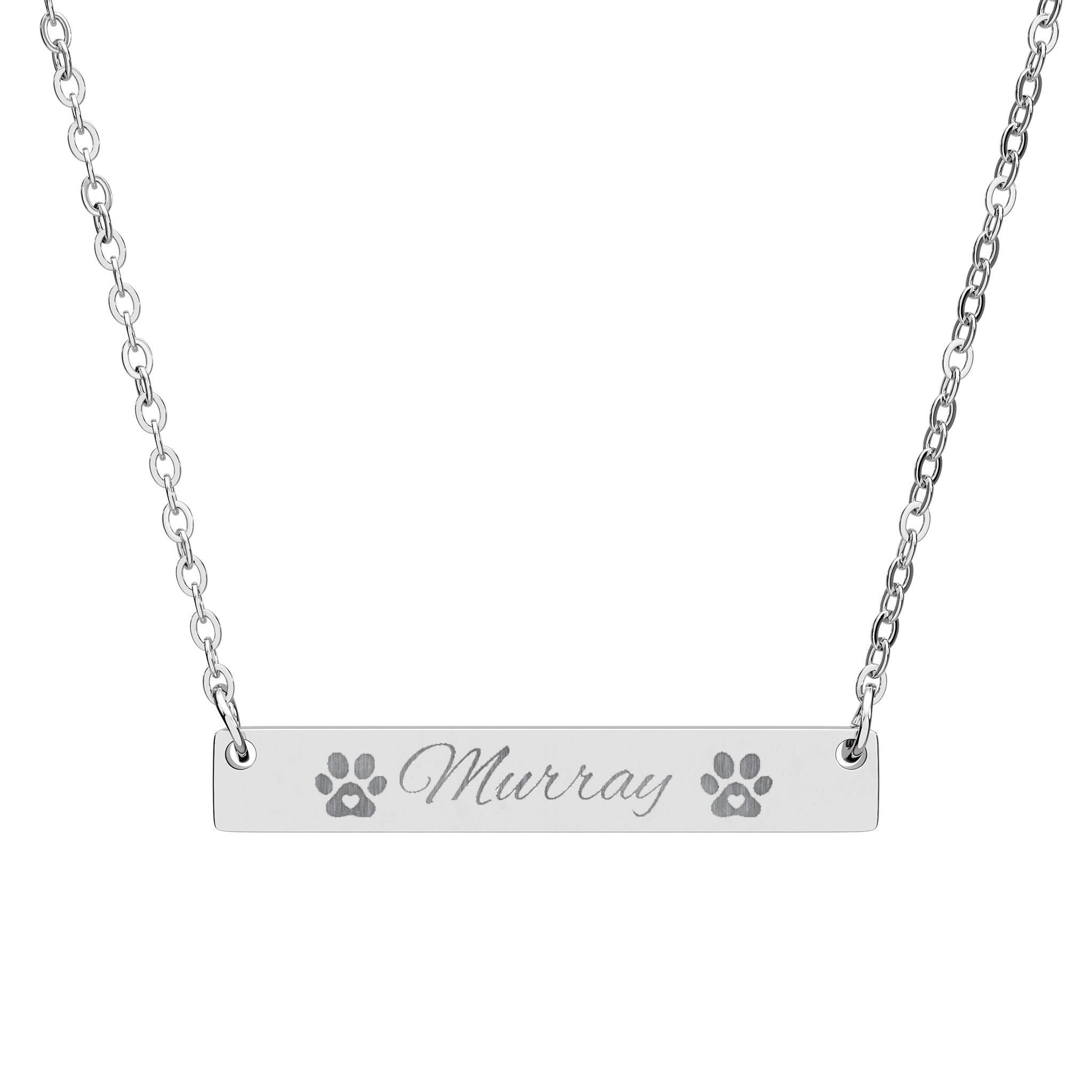 Engravable Paw Bar Necklace — Personalized Horizontal Name Necklace