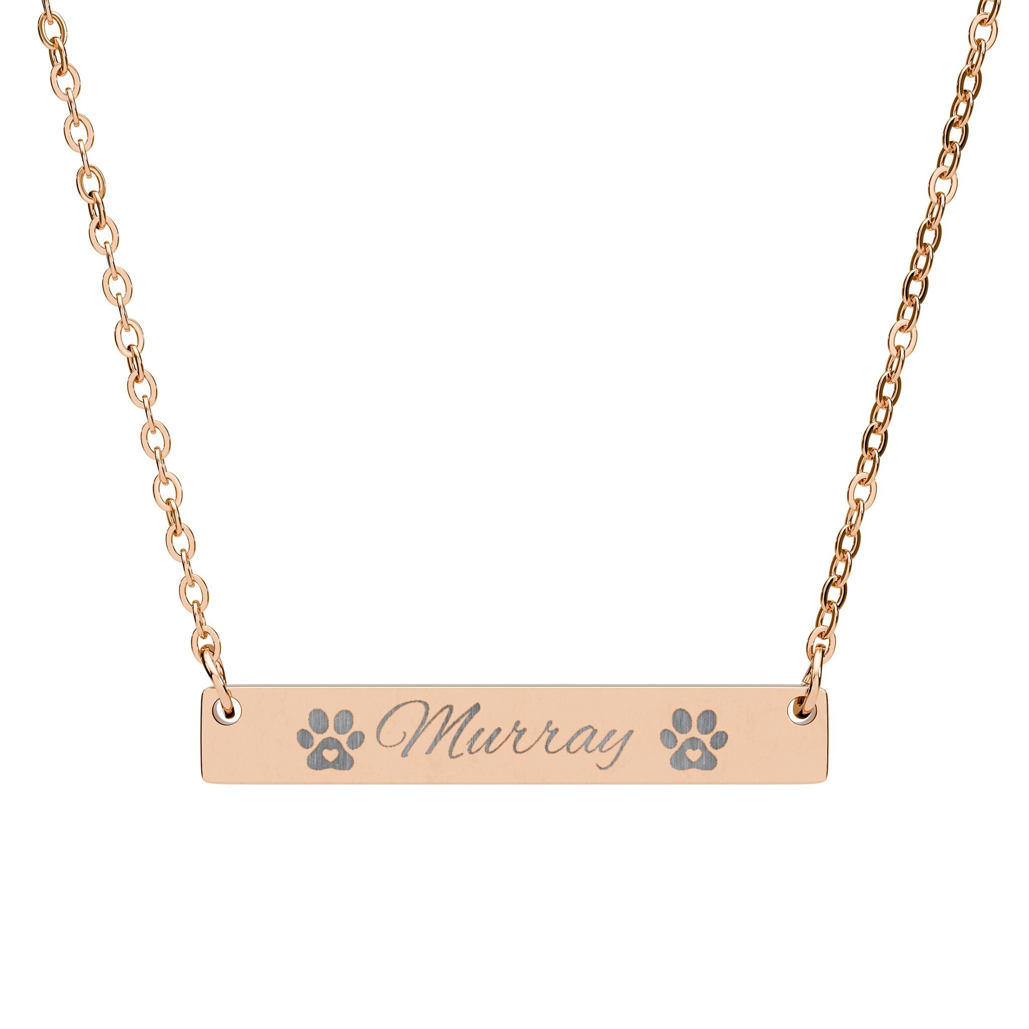 Engravable Paw Bar Necklace — Personalized Horizontal Name Necklace