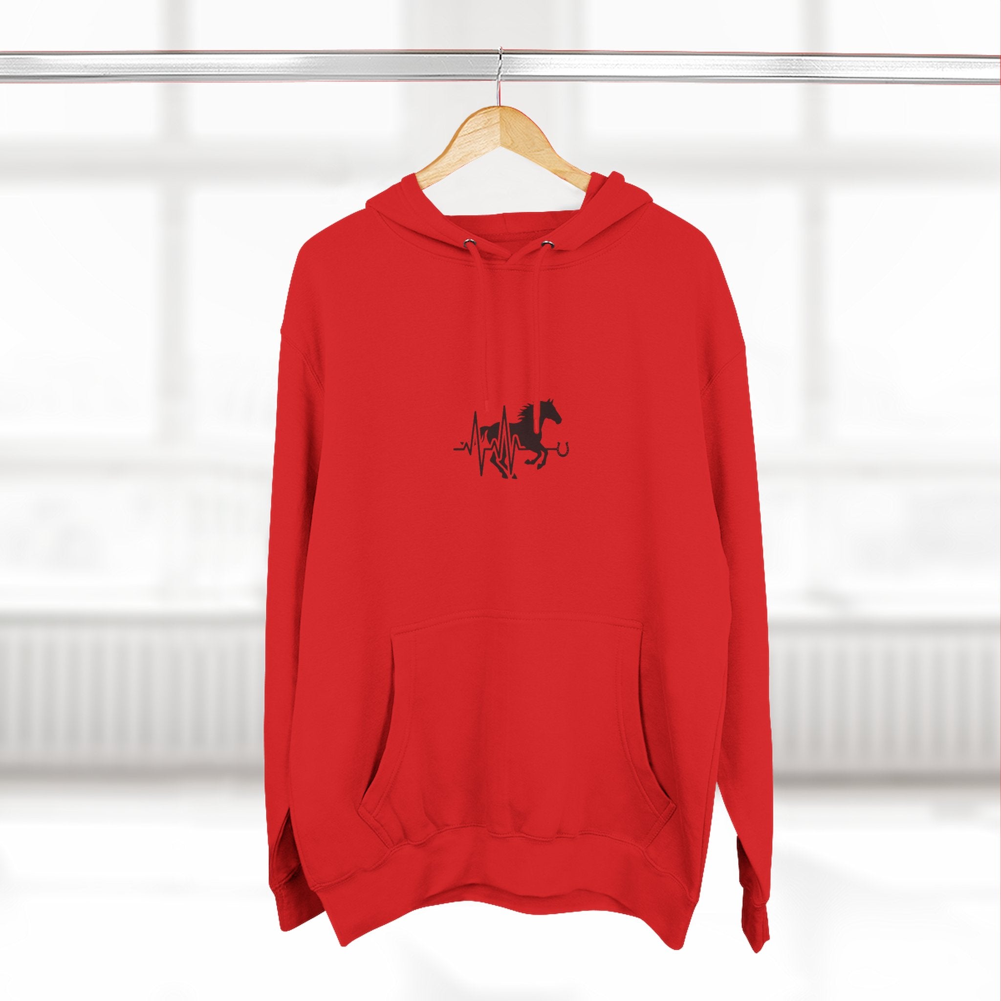Horse Heartbeat Hoodie — Minimal Equestrian Fleece Pullover