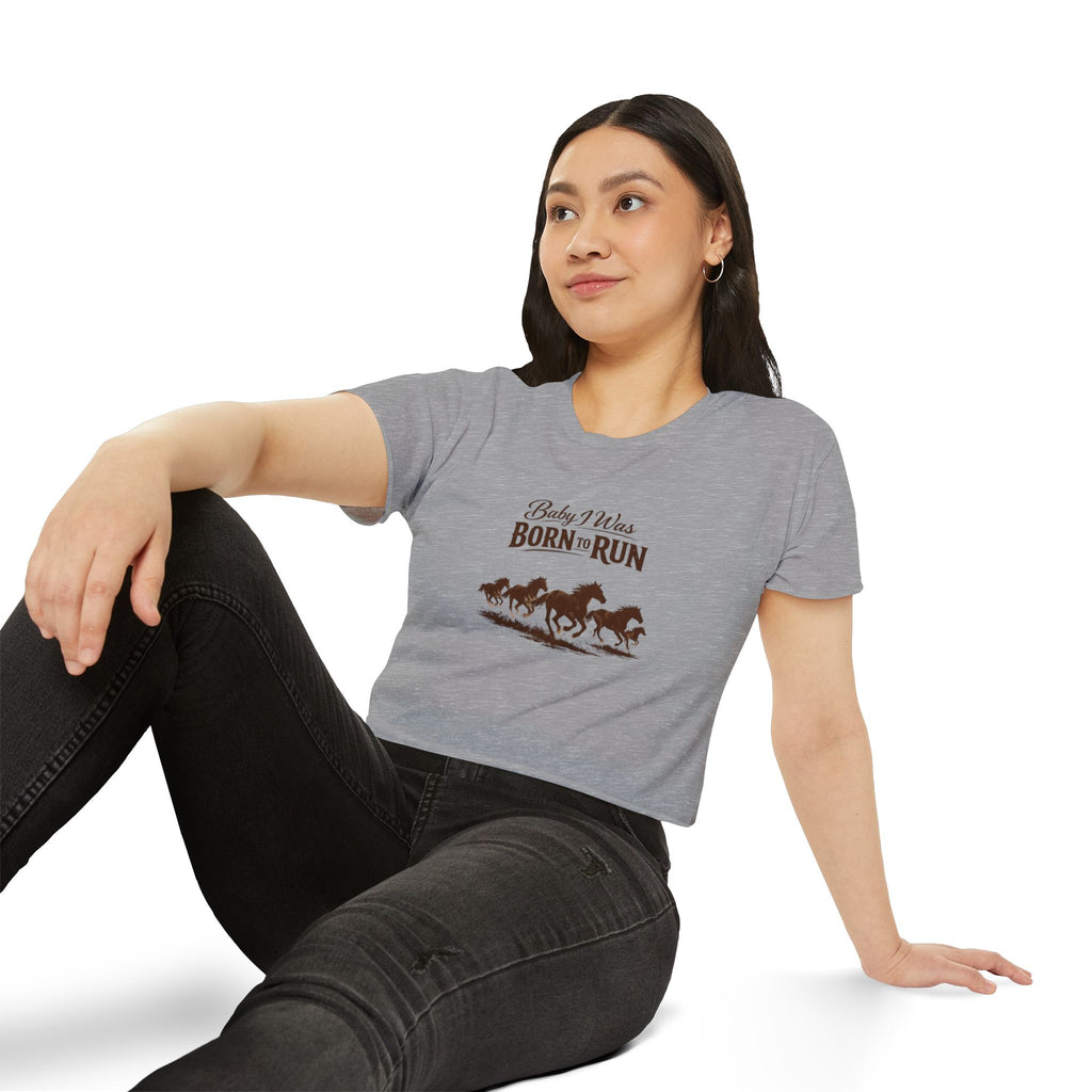 Born to Run Crop Top - Wild Horses Graphic Women's Festival Tee