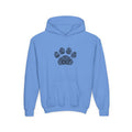 Youth Paw Print Hoodie — Floral Leopard Paw Graphic Sweatshirt for Kids