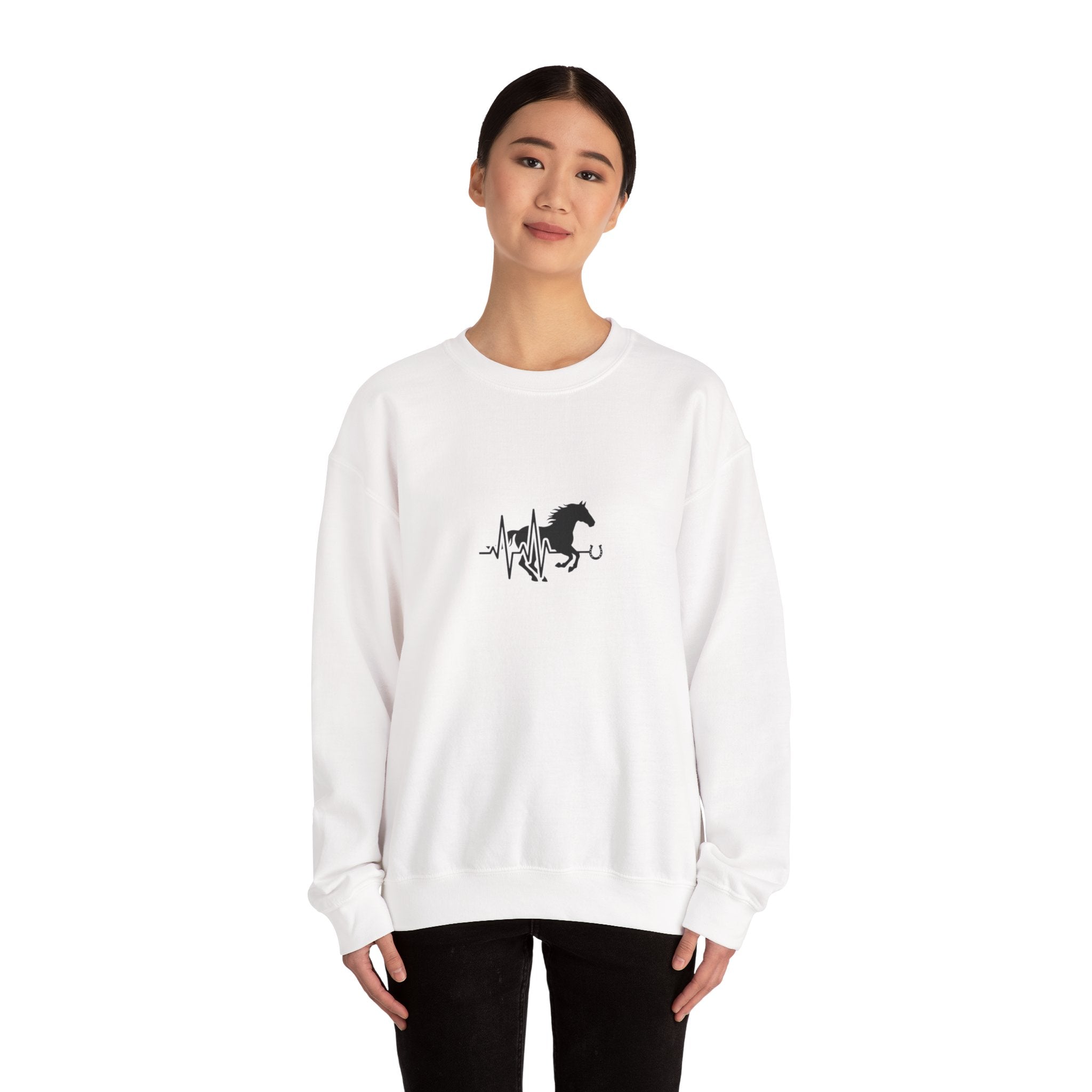 Horse Heartbeat Crewneck Sweatshirt — Equestrian Horse Love Graphic