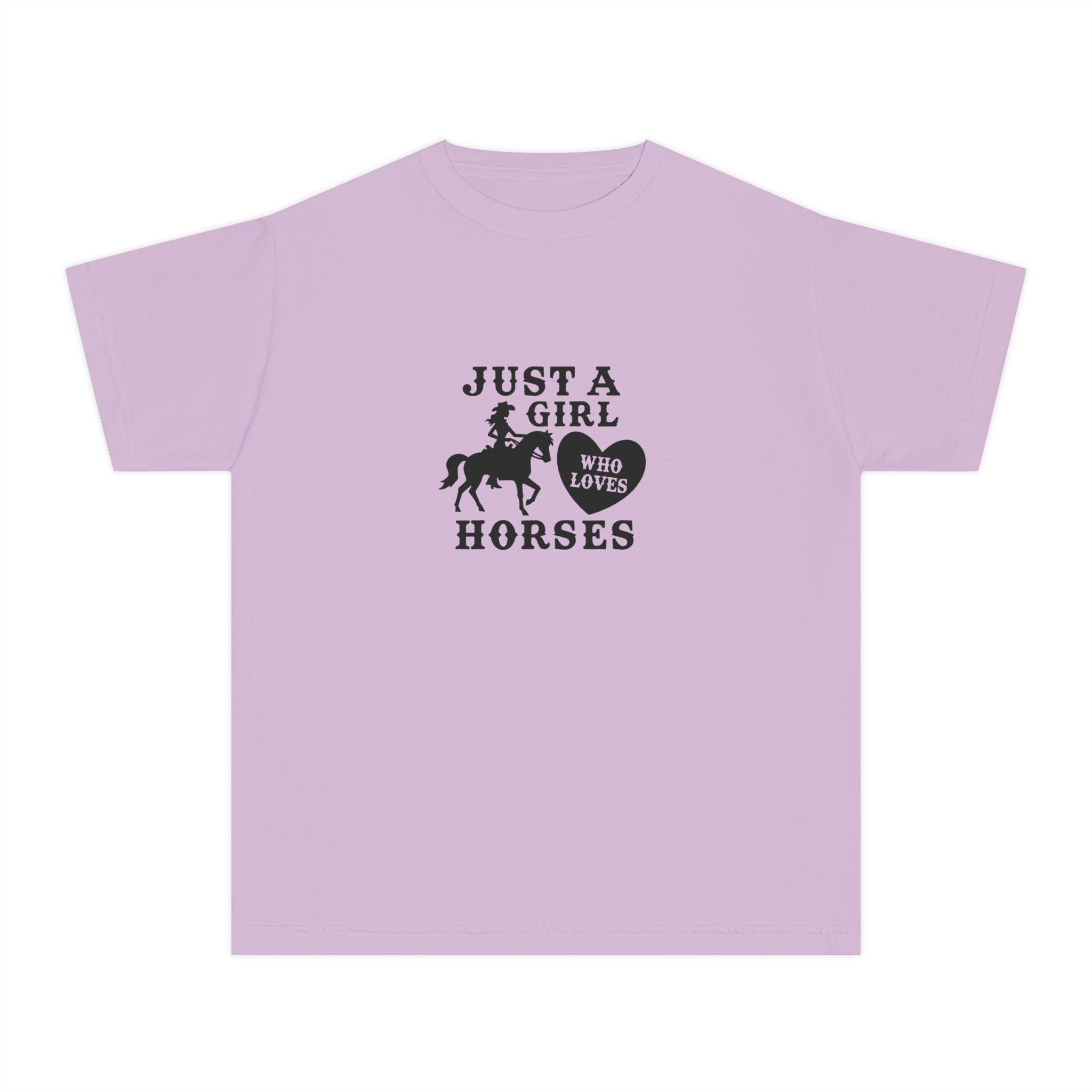 Youth Tee — "Just a Girl Who Loves Horses" Horse Graphic Shirt
