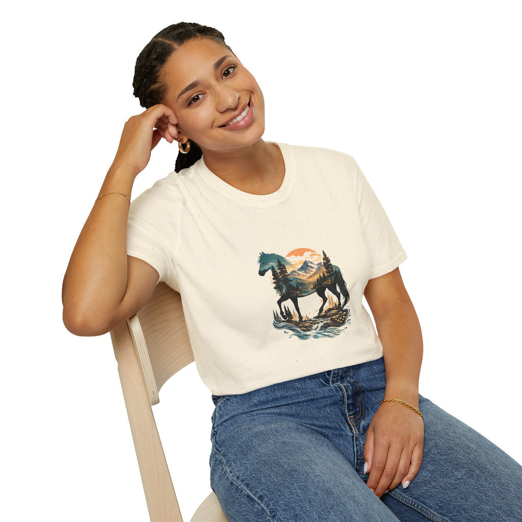 Sunset Mountain Horse T-Shirt — Horse in the Mountains at Sunset Comfy Tee