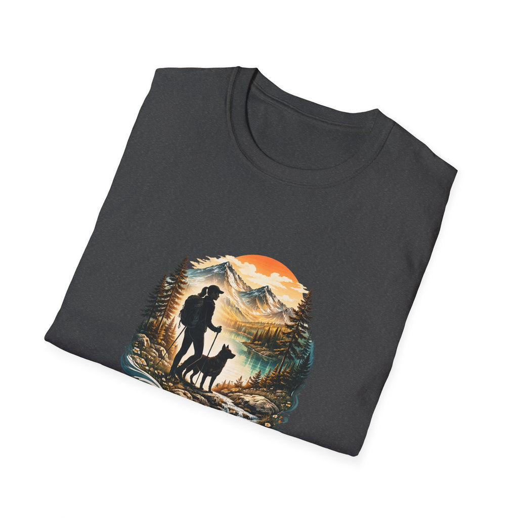 Women’s Hiking with Dog Mountain Sunset T-Shirt
