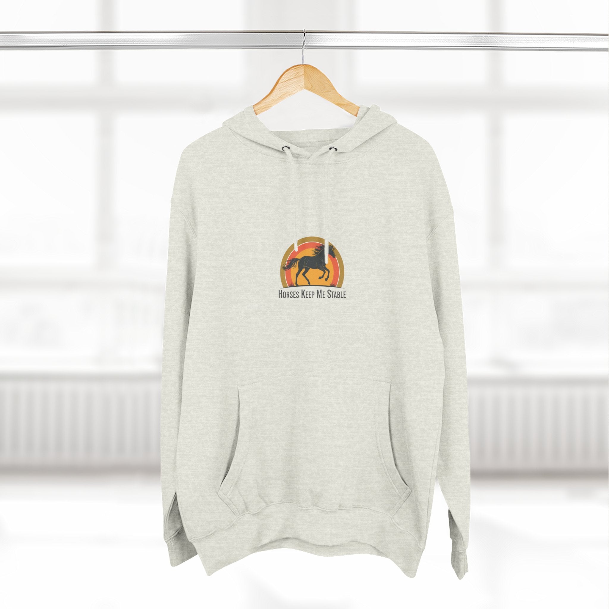Horse Sunset Hoodie — Retro Equine Graphic Fleece Pullover