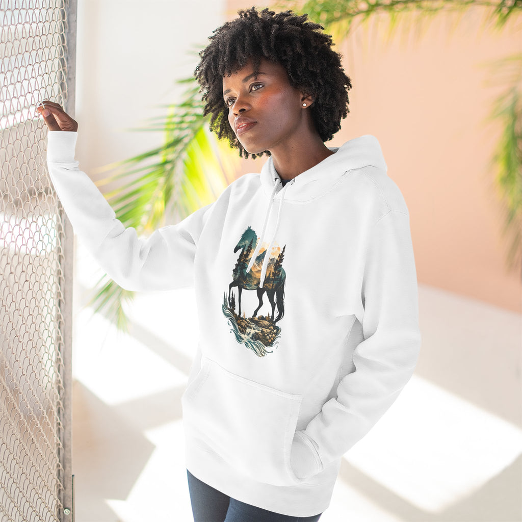 Horse Sunset Mountain Hoodie — Three-Panel Fleece