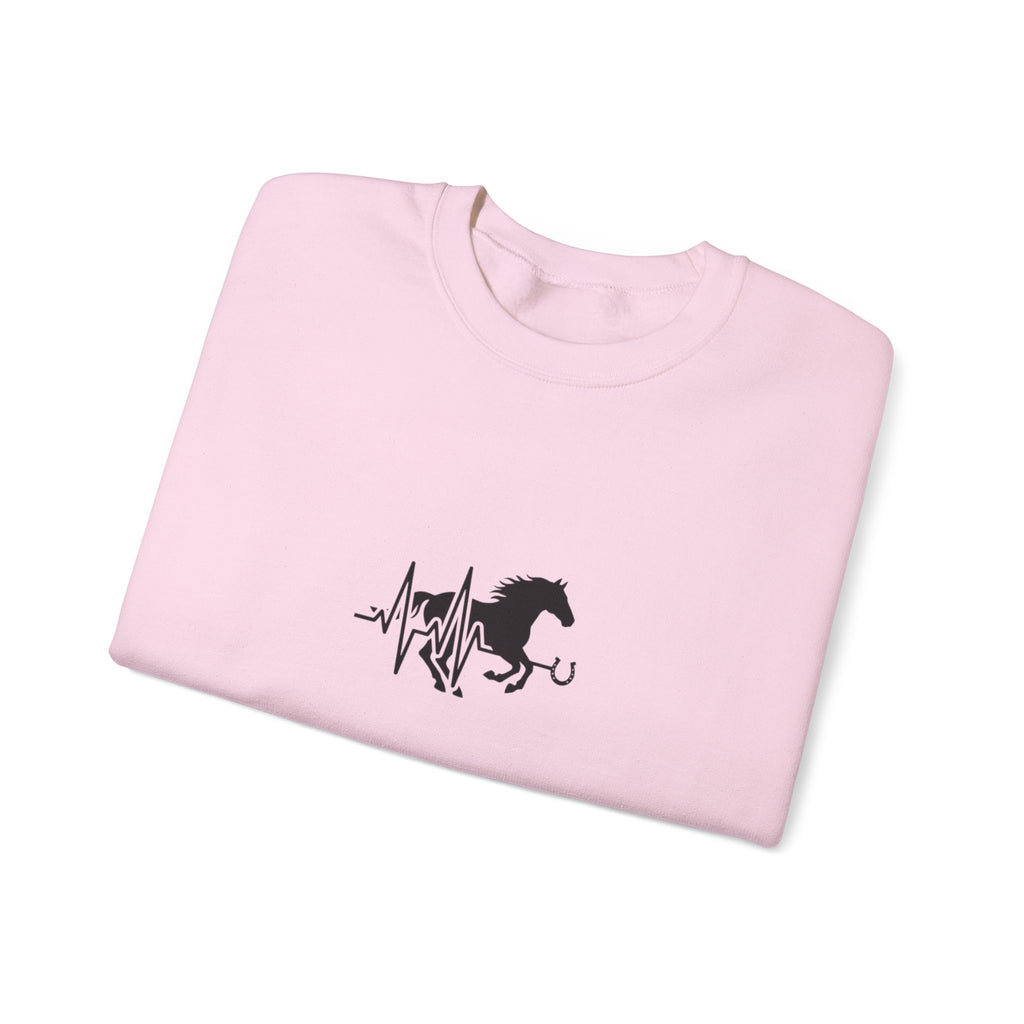 Horse Heartbeat Crewneck Sweatshirt — Equestrian Horse Love Graphic