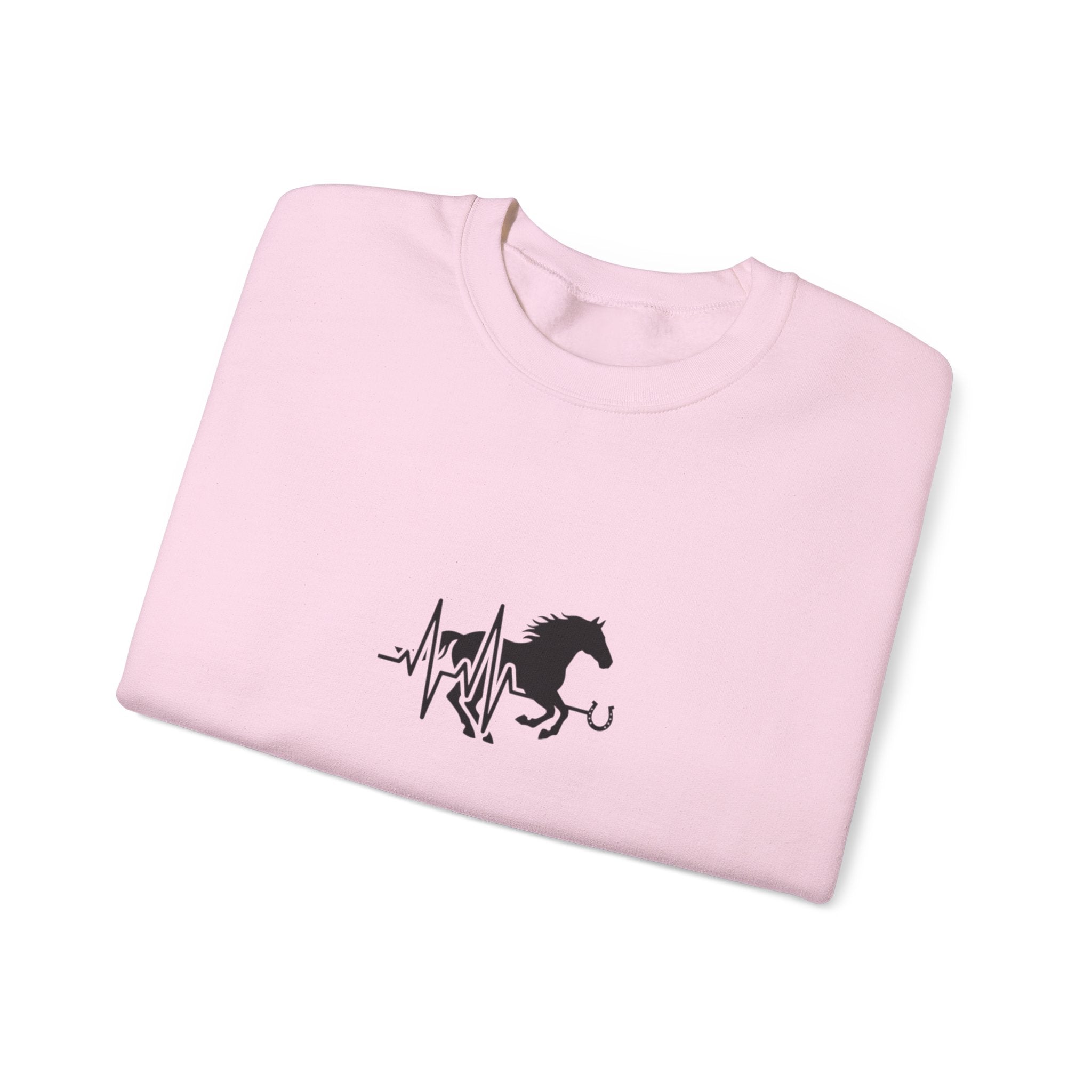 Horse Heartbeat Crewneck Sweatshirt — Equestrian Horse Love Graphic