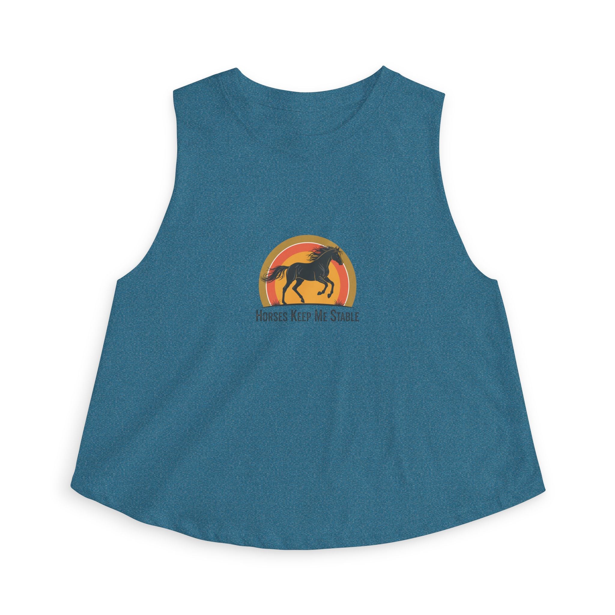 Horse Sunset Crop Top — "Horses Keep Me Stable" Retro Sunset