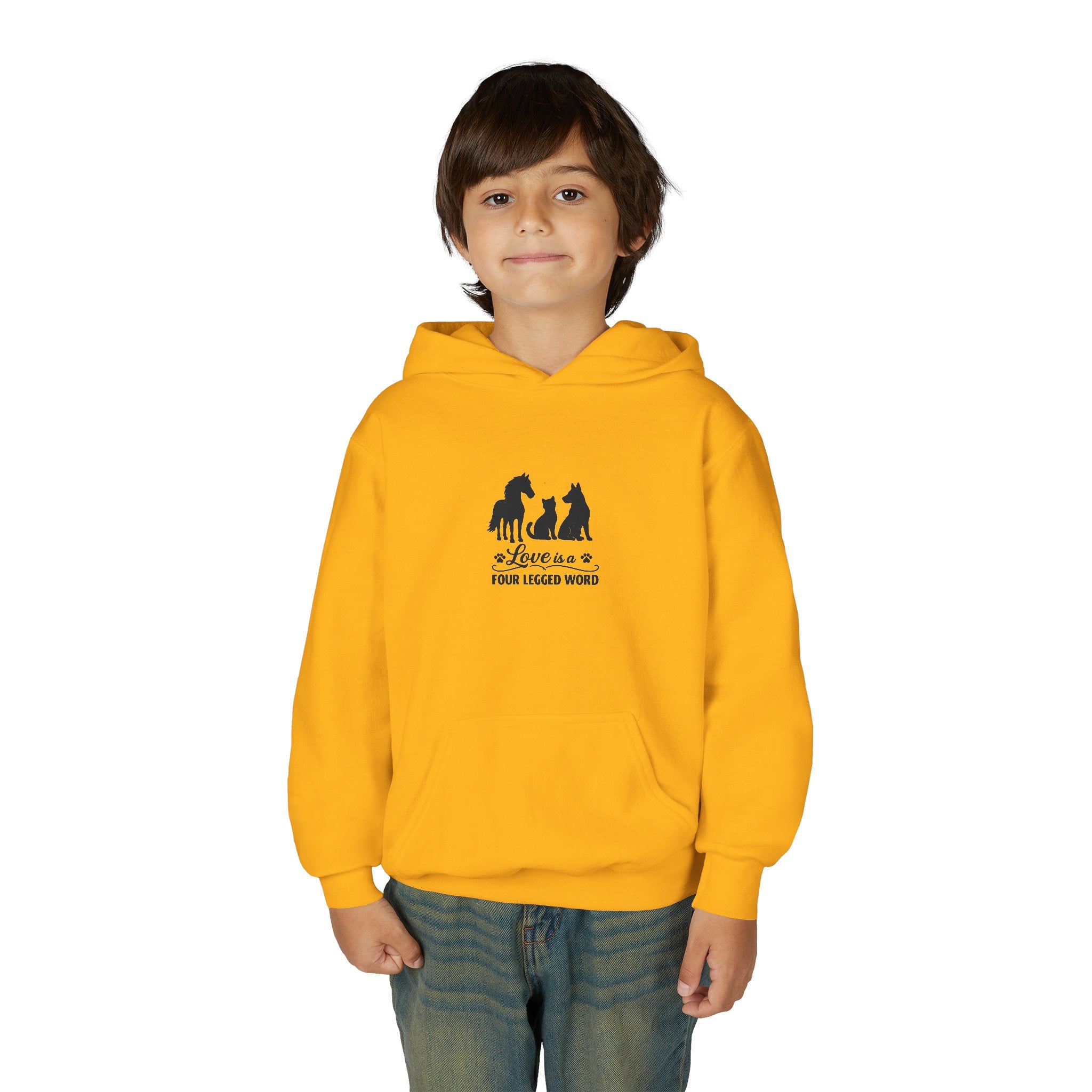 Kids Hoodie — "Love is a Four Legged Word" Animal Support