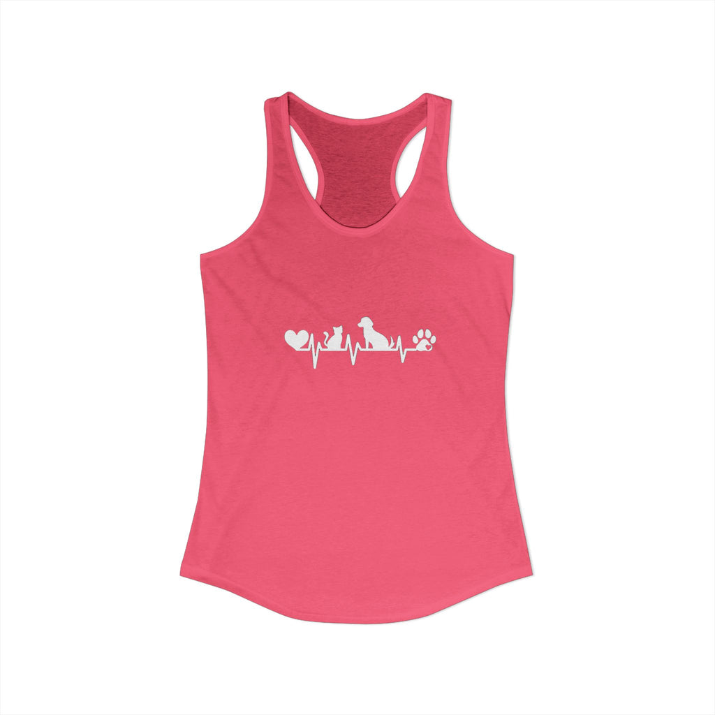 Dog-Cat Heartbeat Racerback Tank