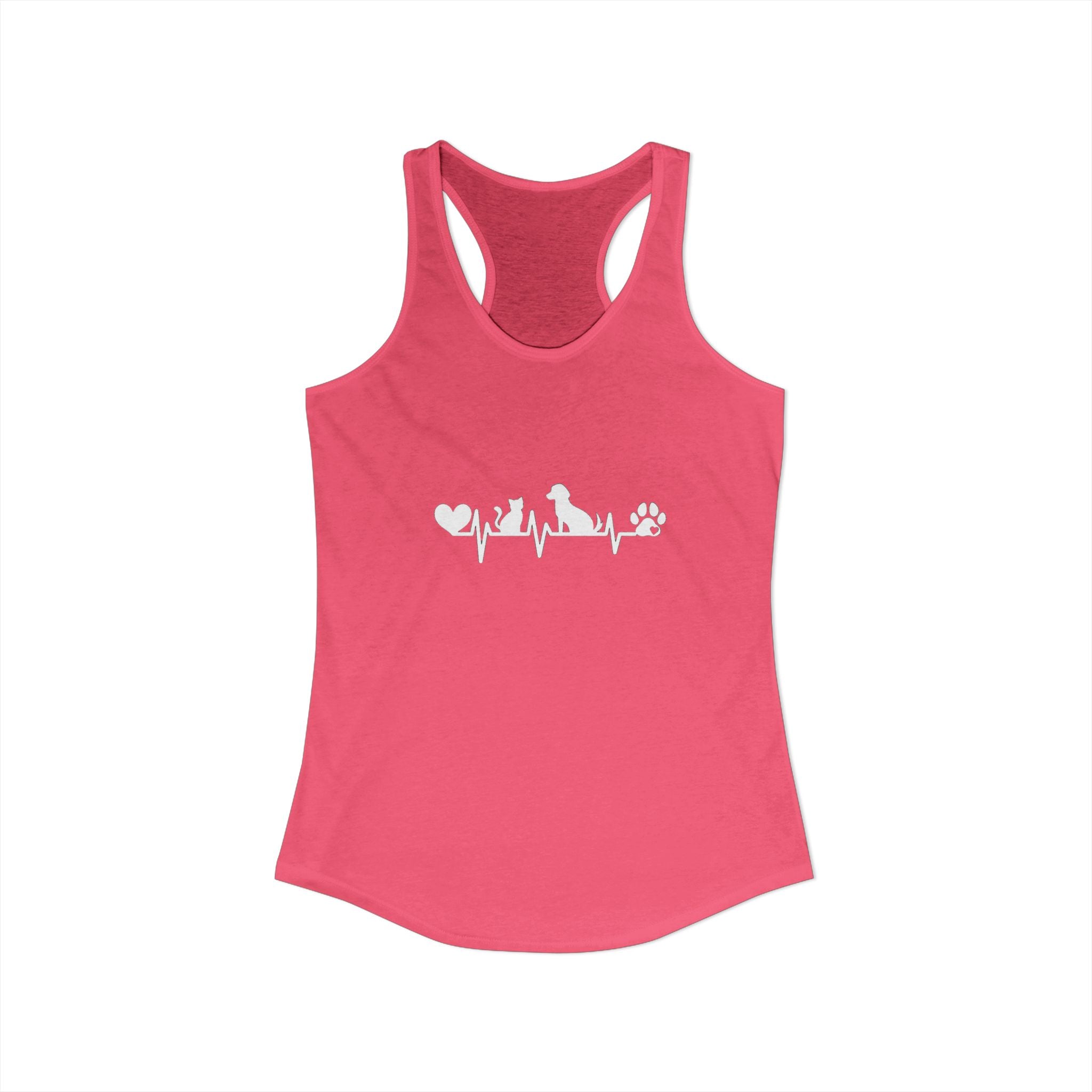 Dog-Cat Heartbeat Racerback Tank