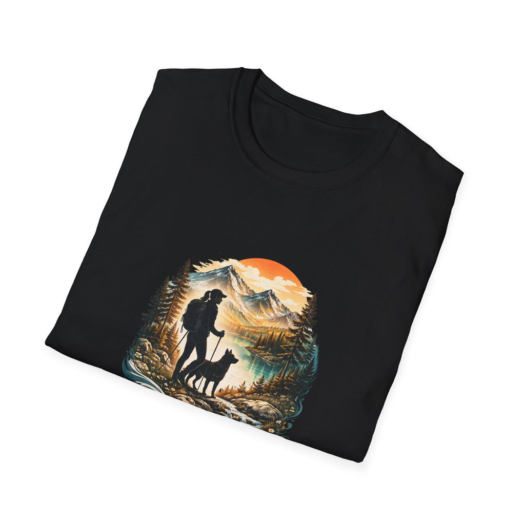 Women’s Hiking with Dog Mountain Sunset T-Shirt