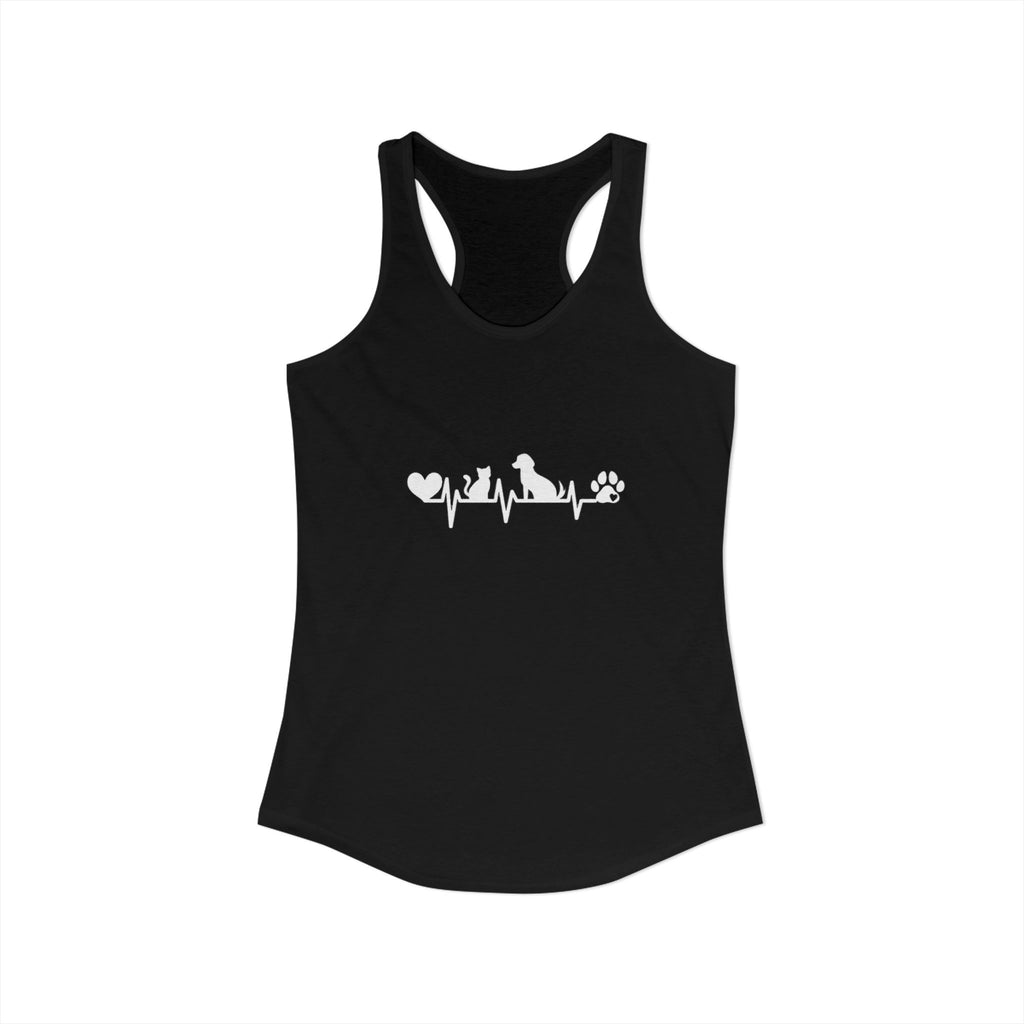 Dog-Cat Heartbeat Racerback Tank