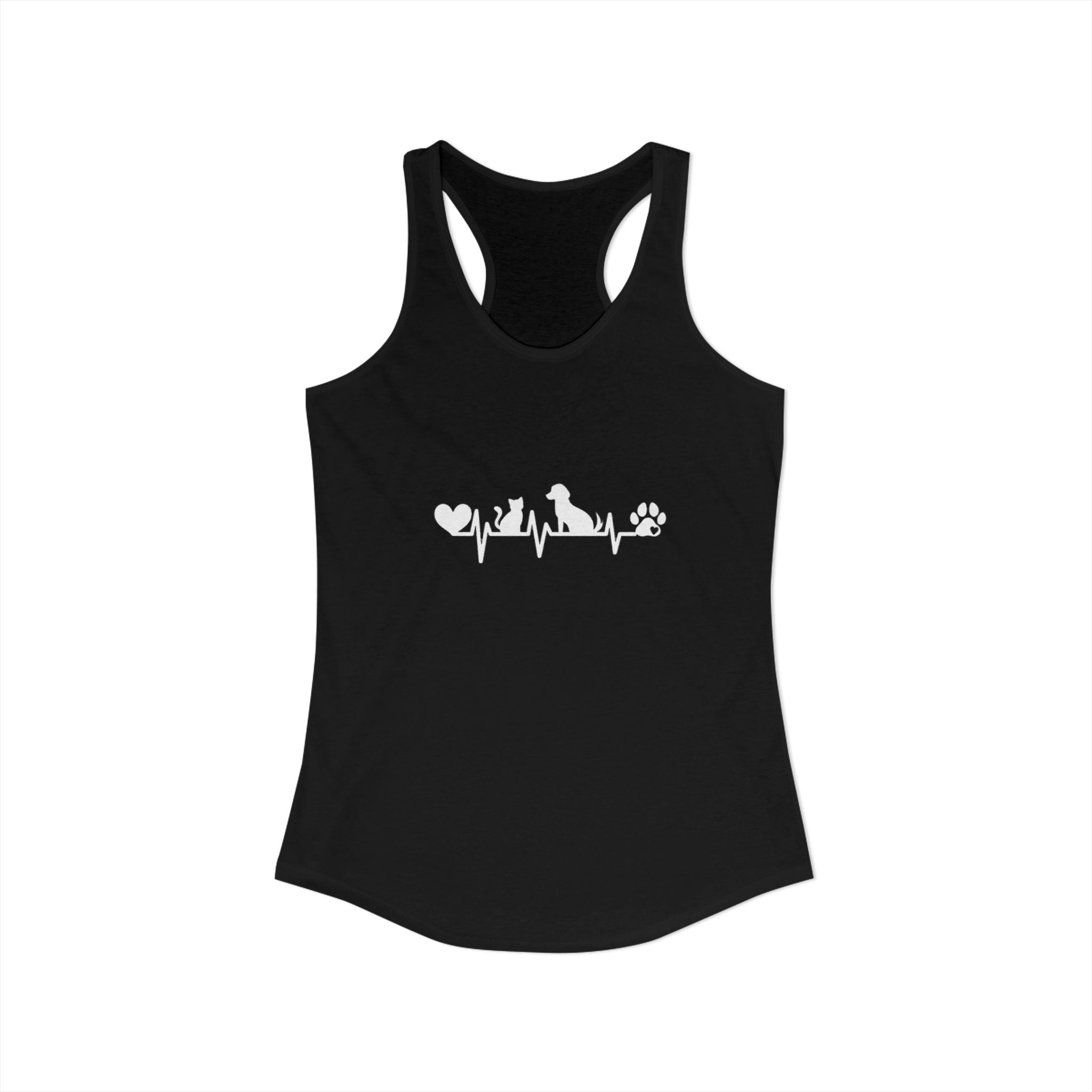 Dog-Cat Heartbeat Racerback Tank