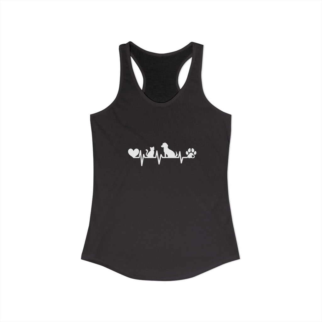 Dog-Cat Heartbeat Racerback Tank