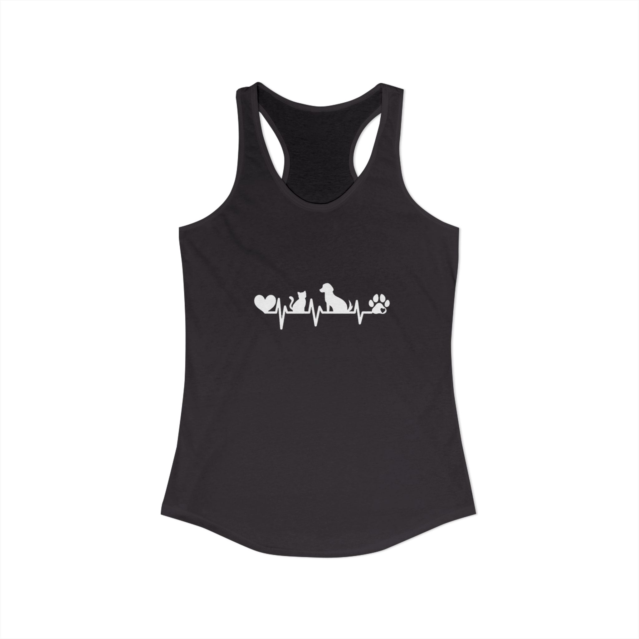 Dog-Cat Heartbeat Racerback Tank
