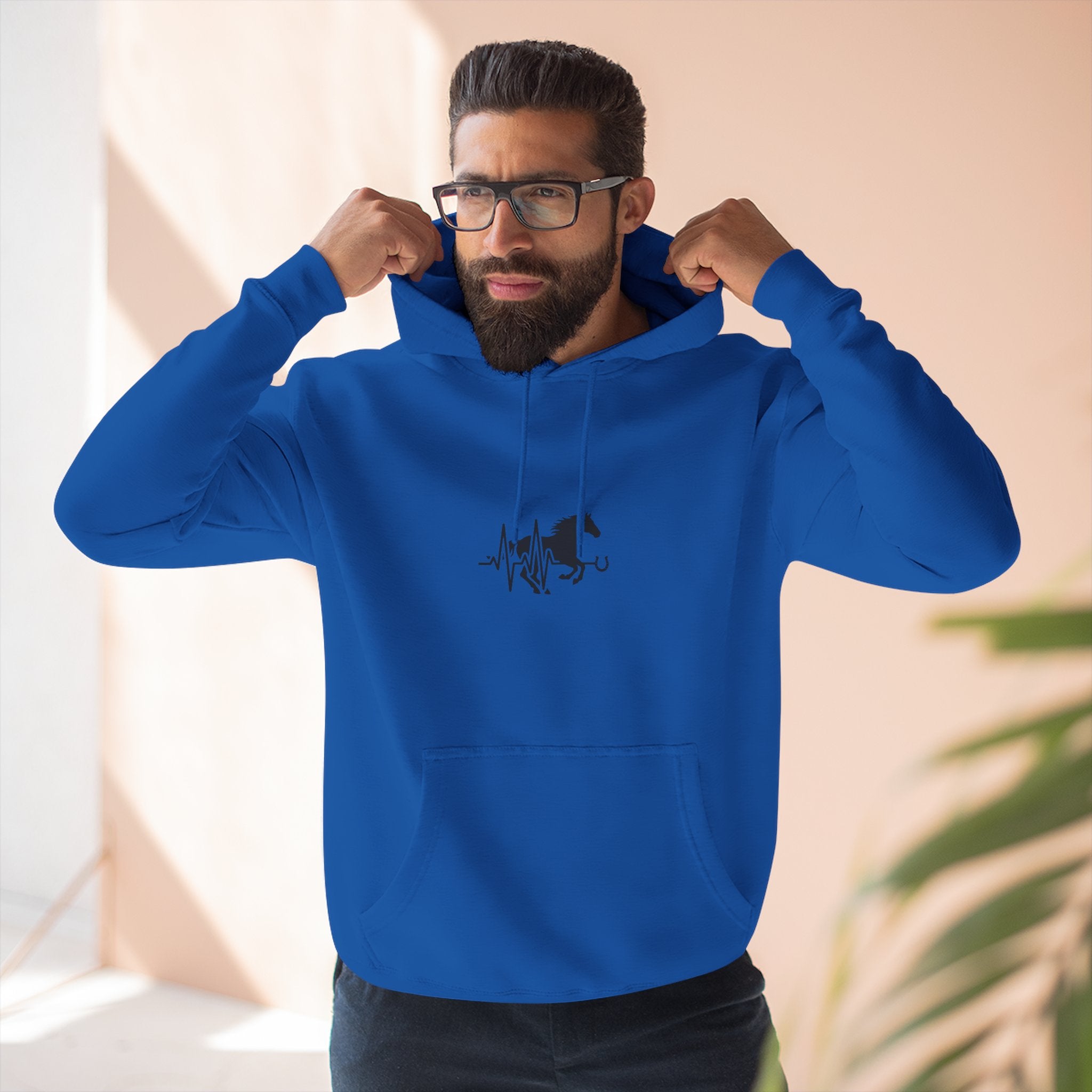 Horse Heartbeat Hoodie — Minimal Equestrian Fleece Pullover