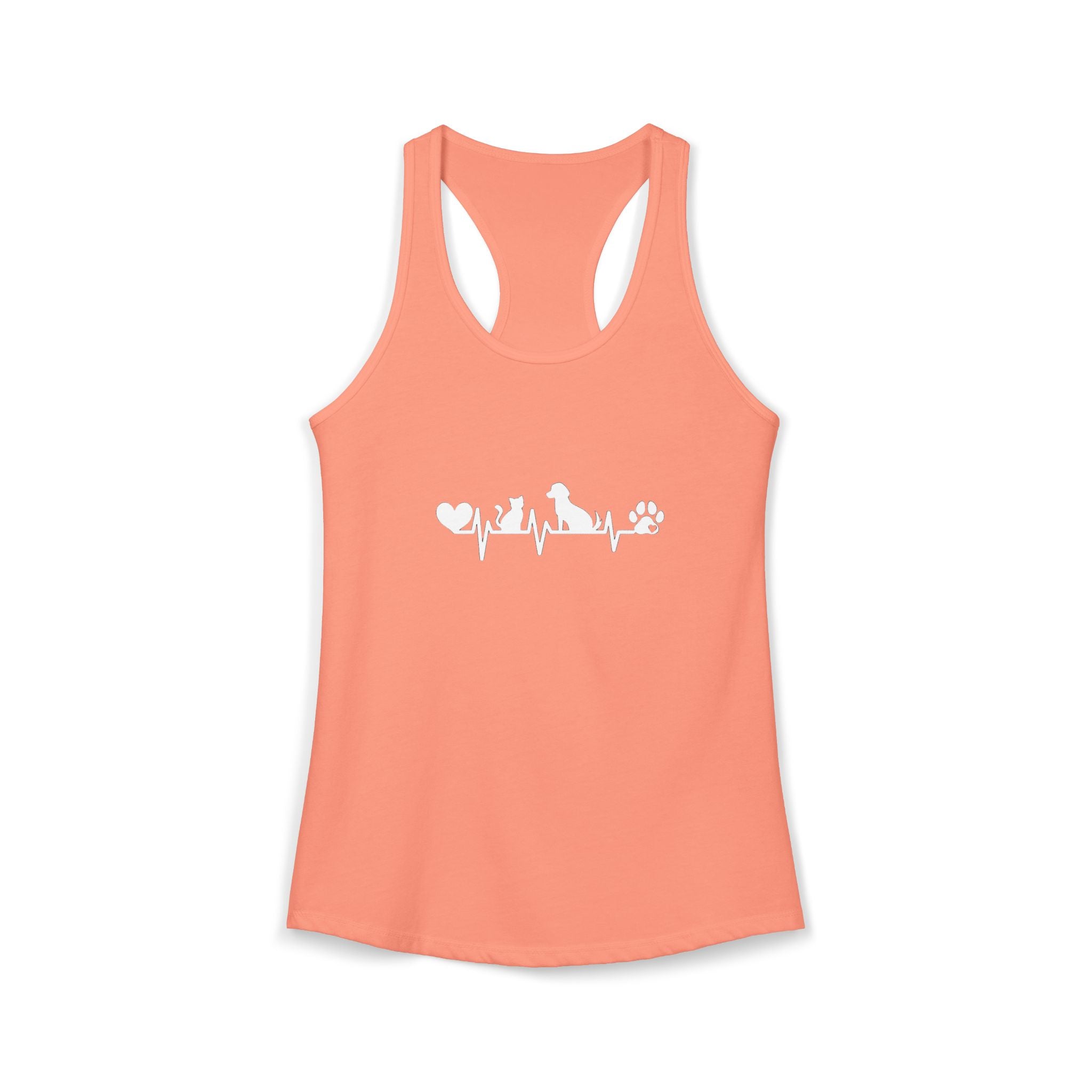 Dog-Cat Heartbeat Racerback Tank