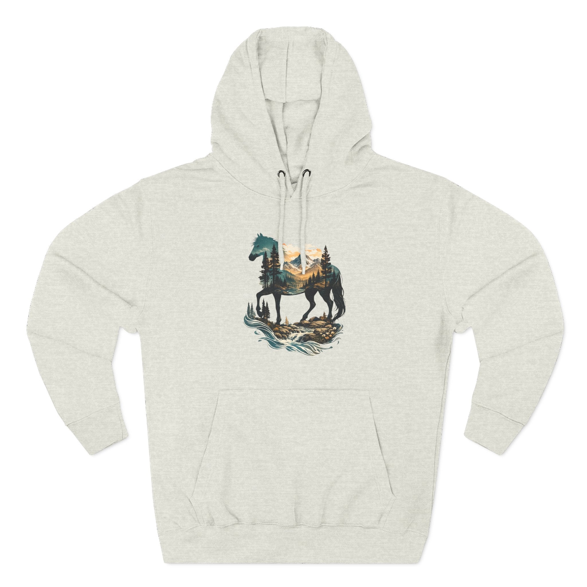 Horse Sunset Mountain Hoodie — Three-Panel Fleece