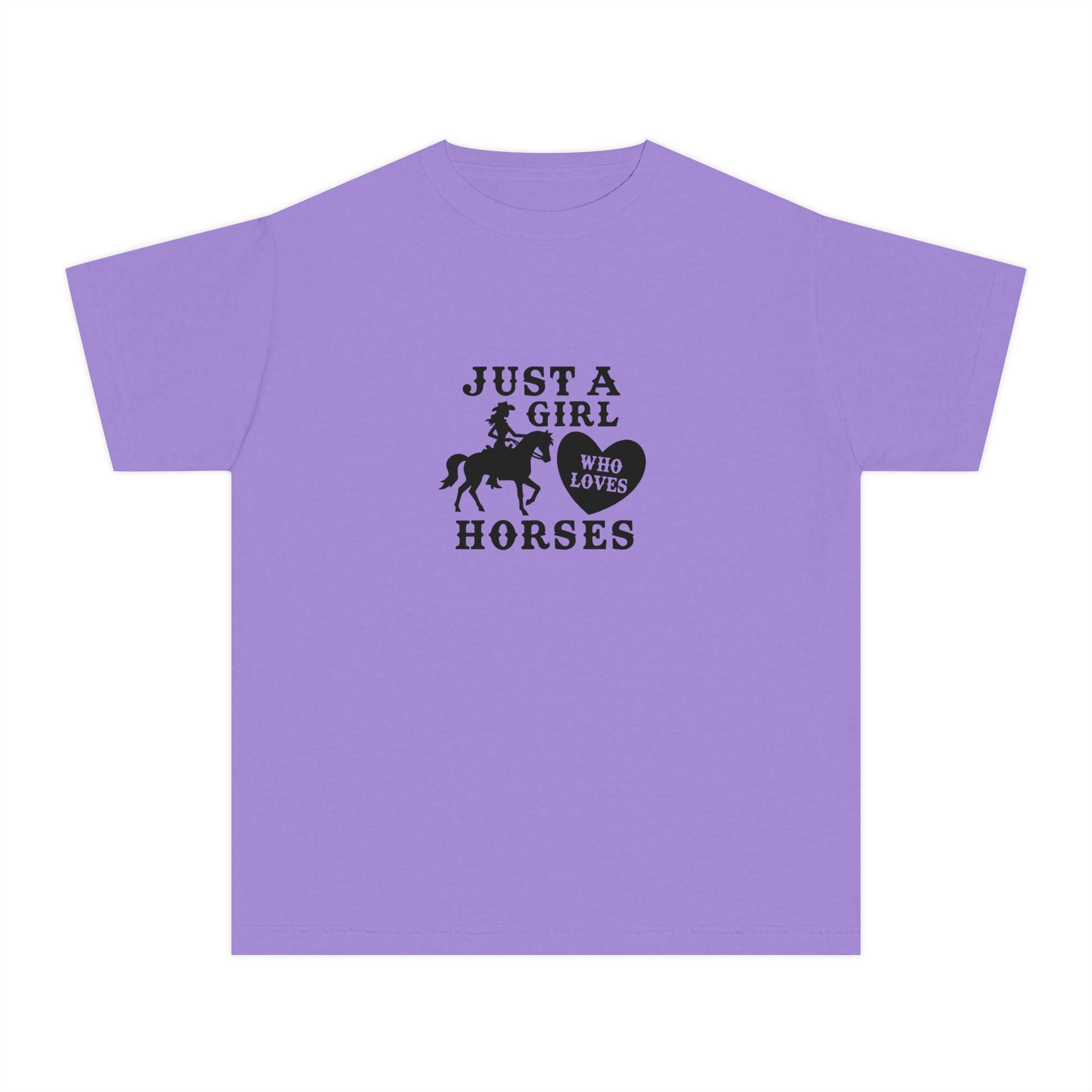 Youth Tee — "Just a Girl Who Loves Horses" Horse Graphic Shirt