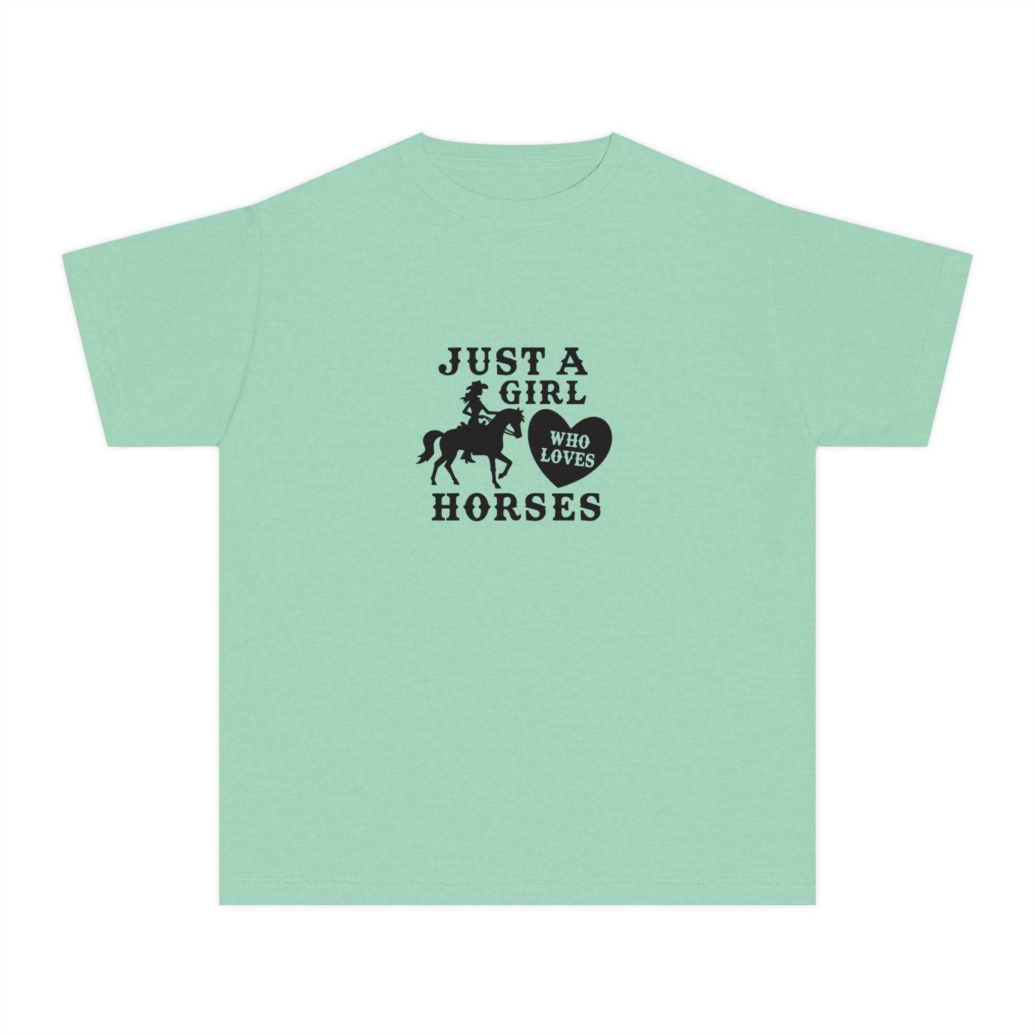Youth Tee — "Just a Girl Who Loves Horses" Horse Graphic Shirt