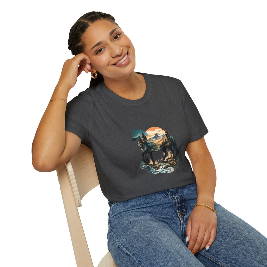 Sunset Mountain Horse T-Shirt — Horse in the Mountains at Sunset Comfy Tee