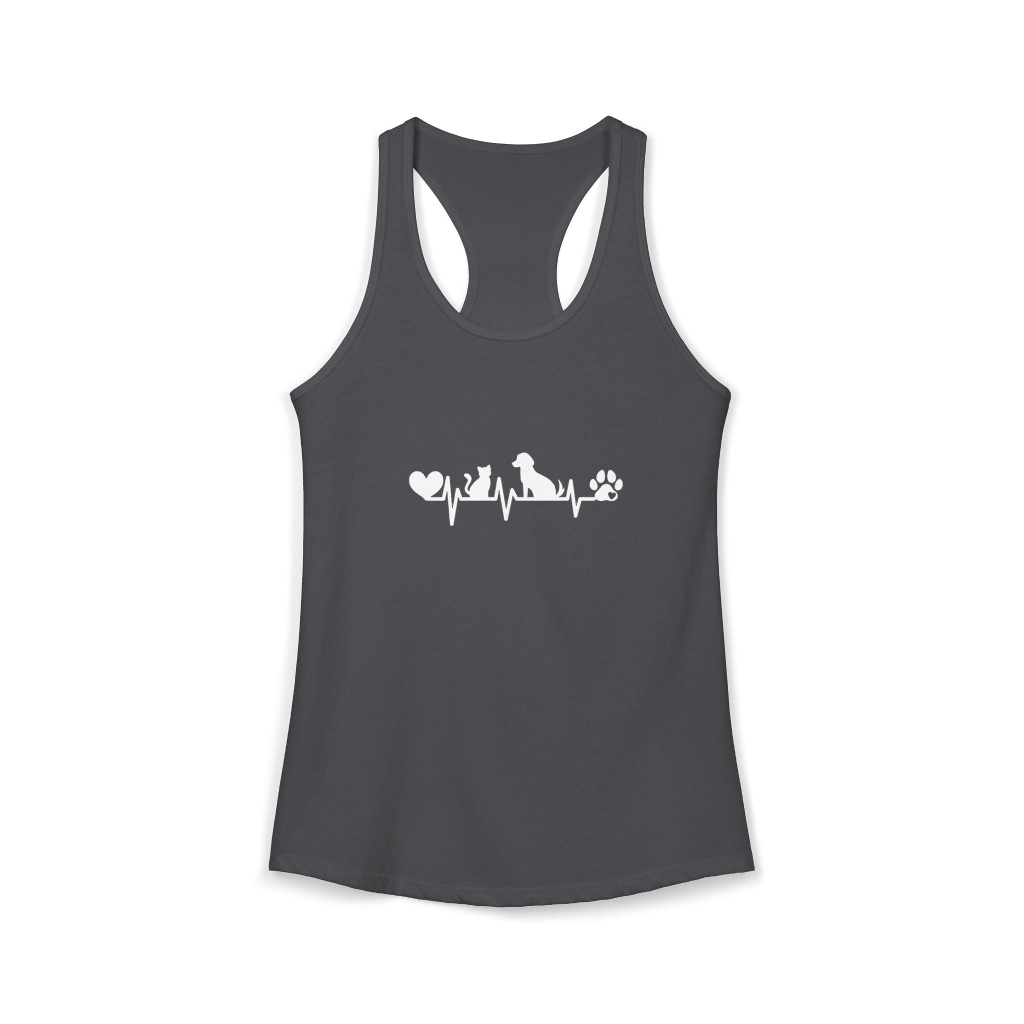 Dog-Cat Heartbeat Racerback Tank