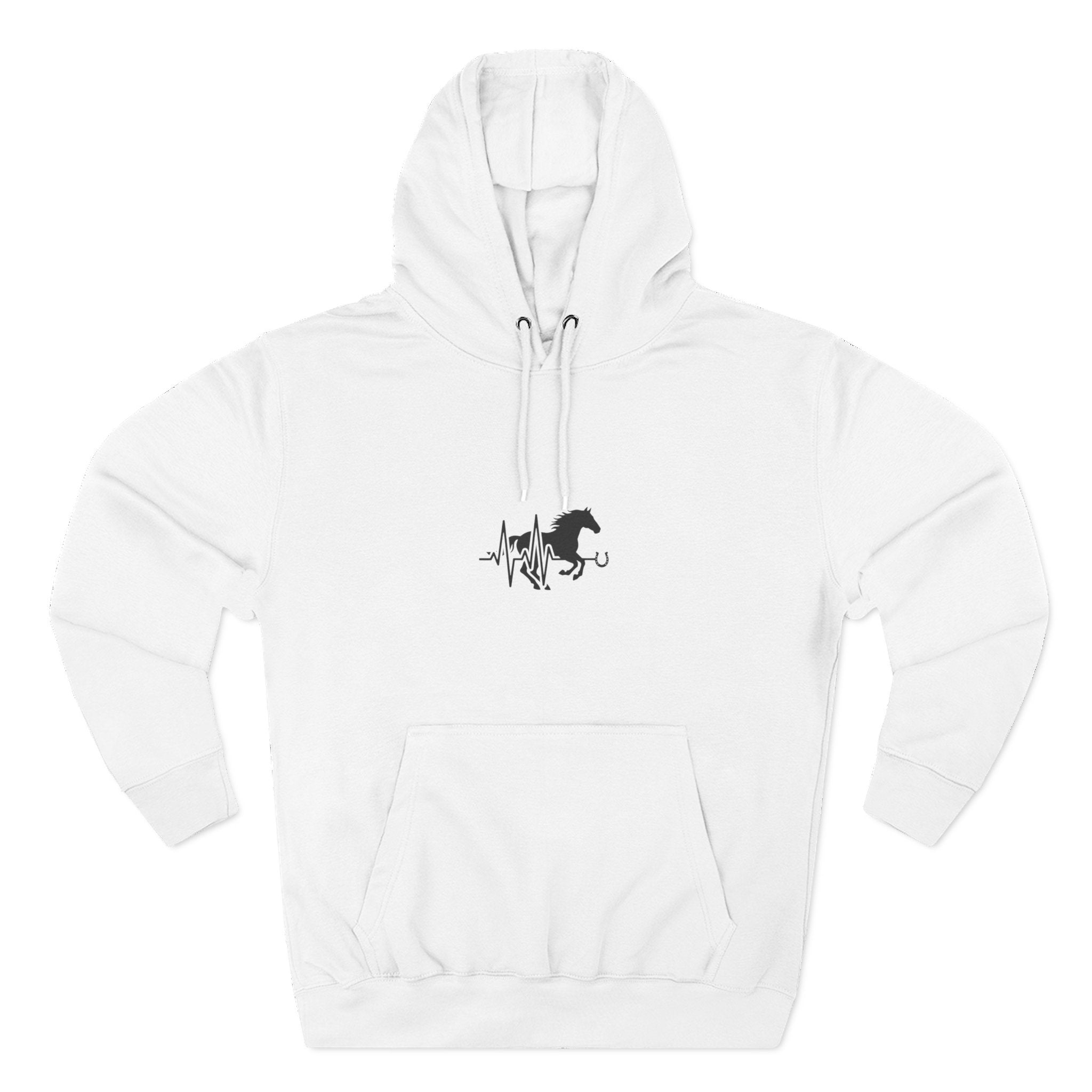 Horse Heartbeat Hoodie — Minimal Equestrian Fleece Pullover