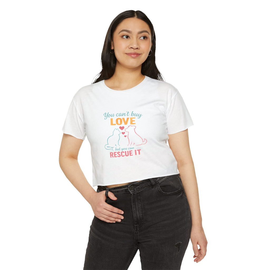 Rescue Love Crop Top — “You can't buy love but you can rescue it” Rescue Pet Festival Tee